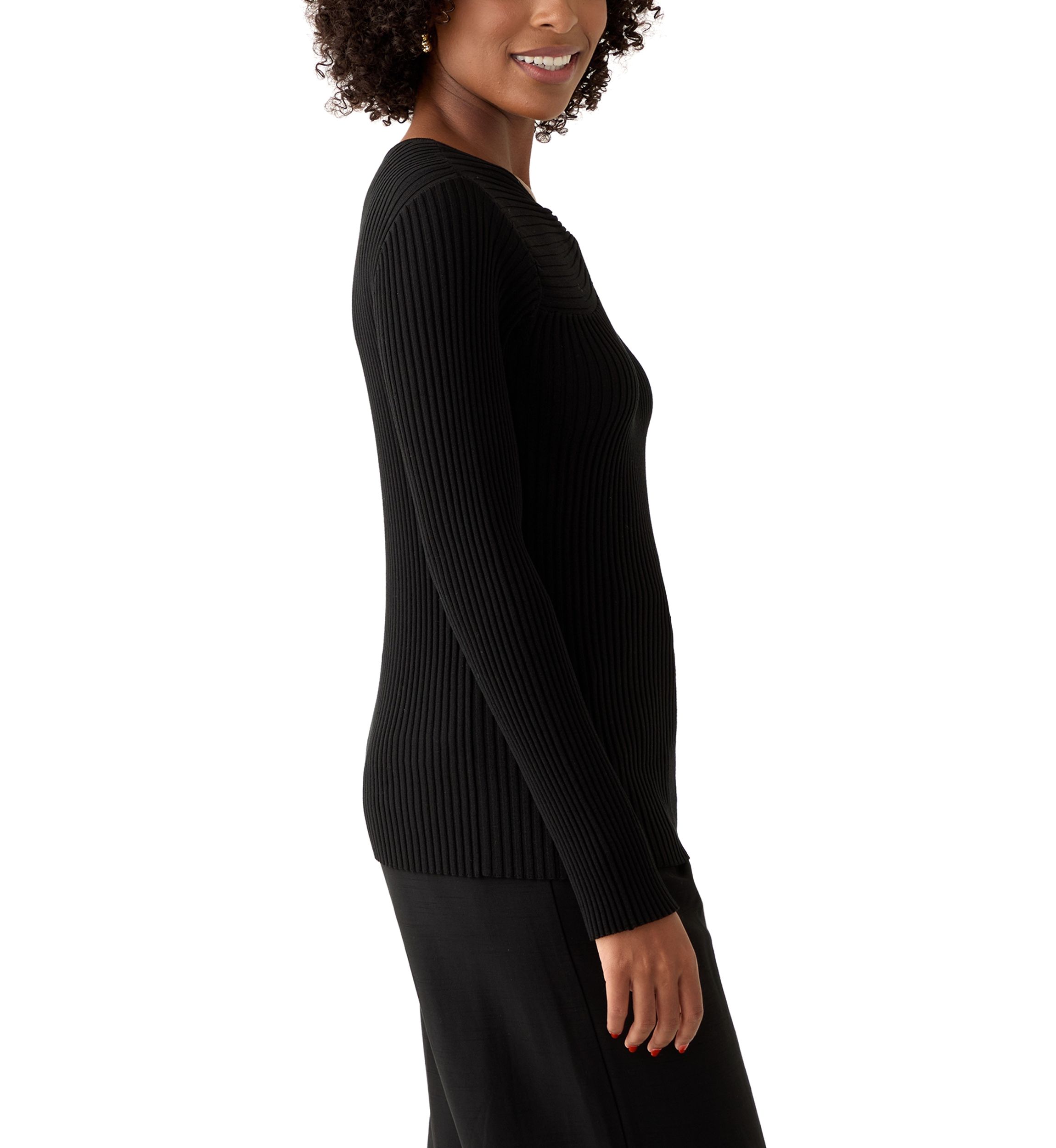 Womens Long Sleeve Twist Neck Top