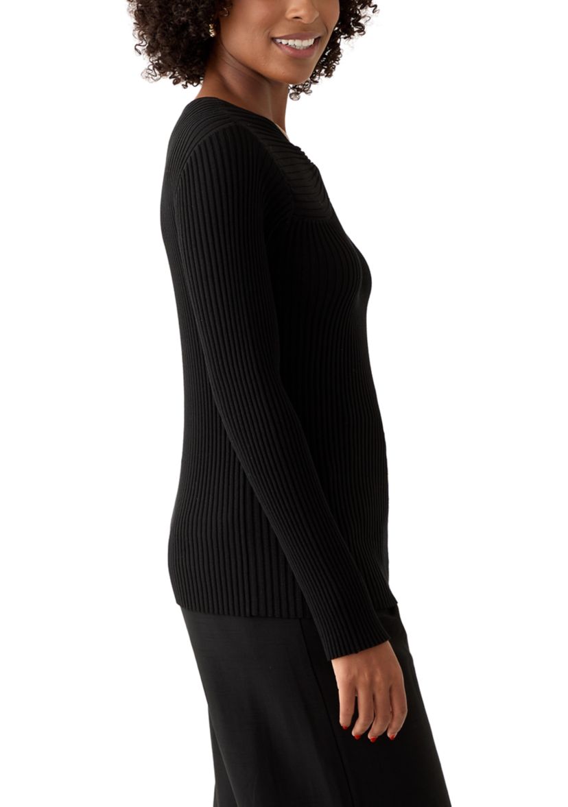 Womens Long Sleeve Twist Neck Top