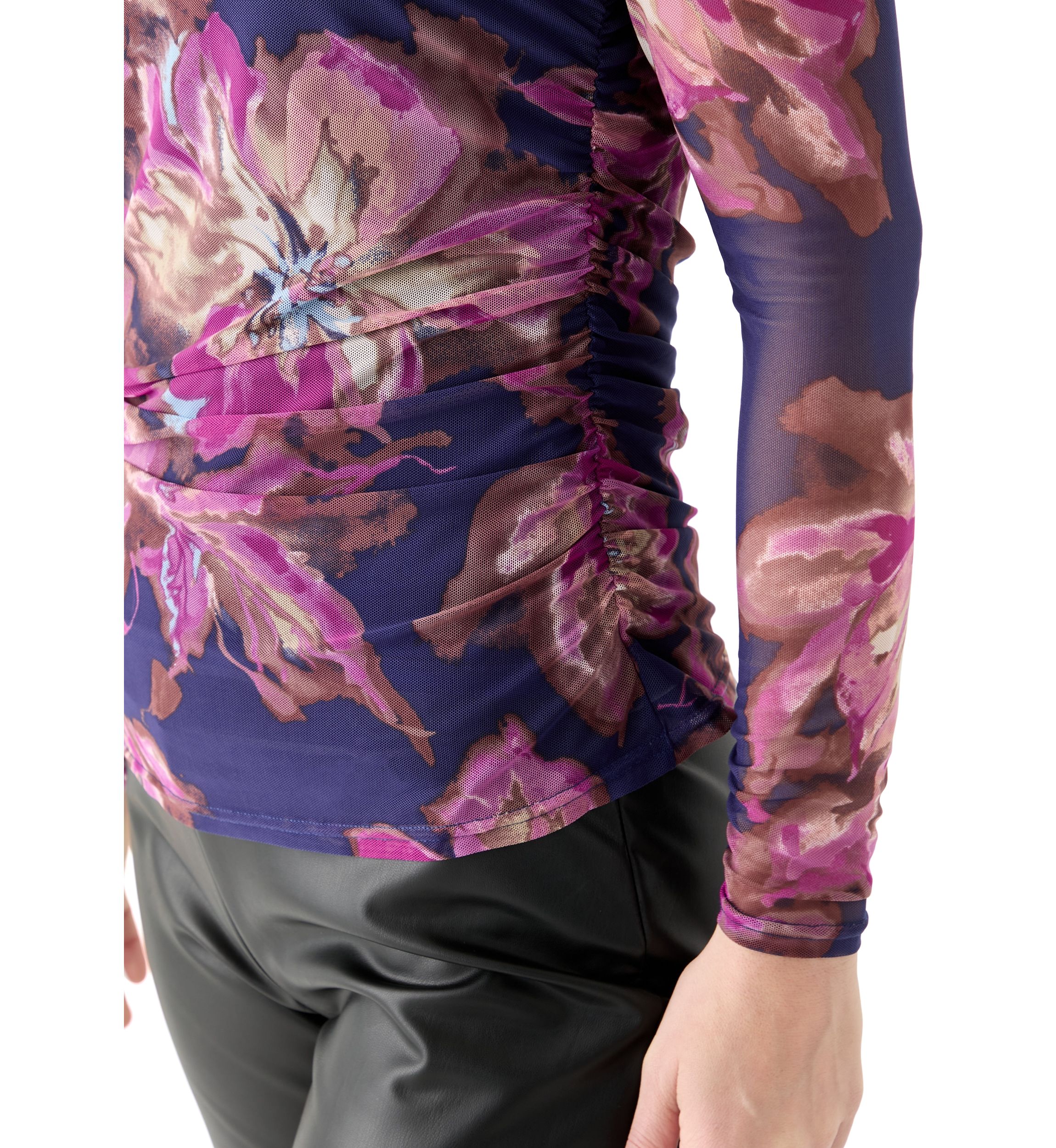 Womens Long Sleeve Printed Mesh Top