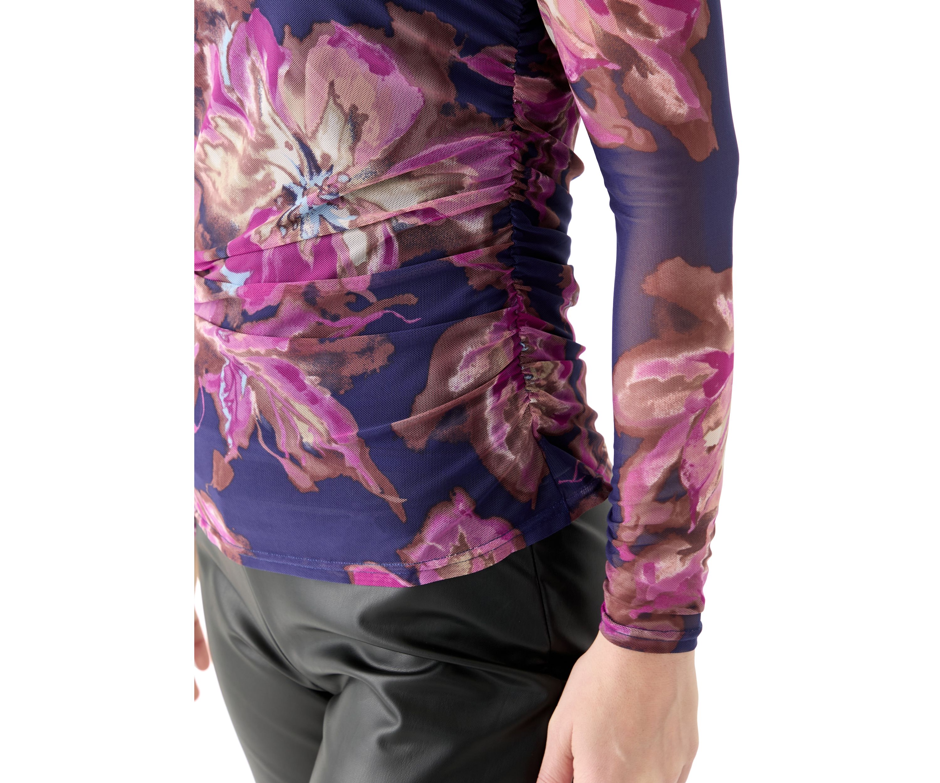 Womens Long Sleeve Printed Mesh Top