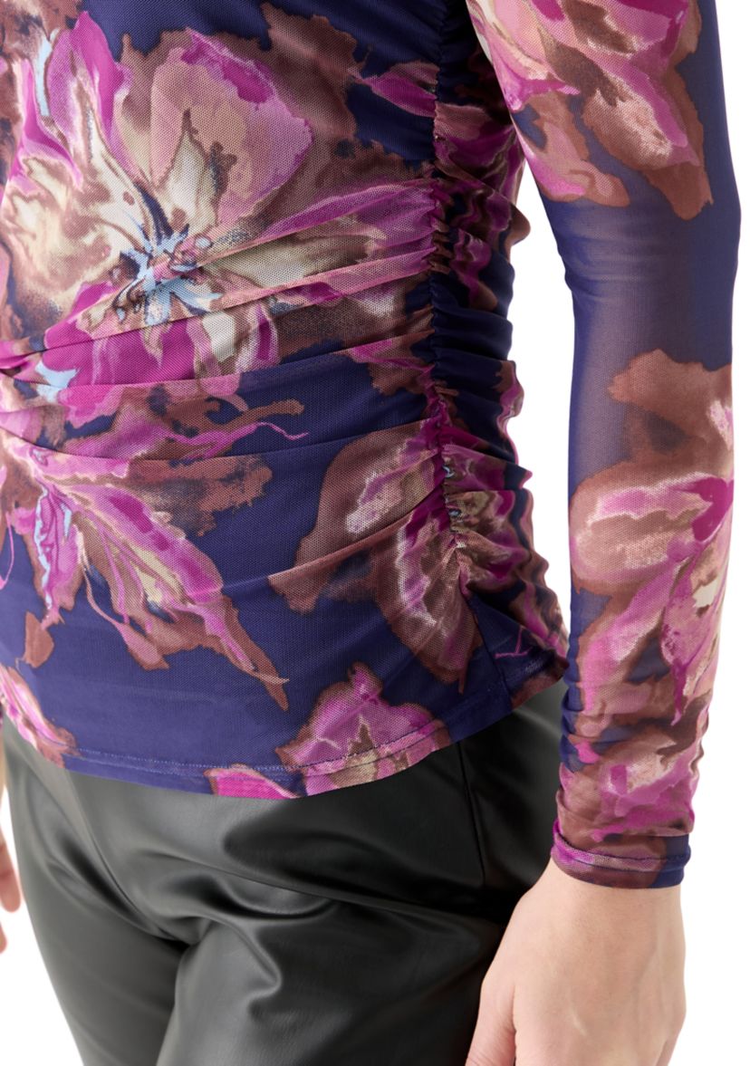 Womens Long Sleeve Printed Mesh Top