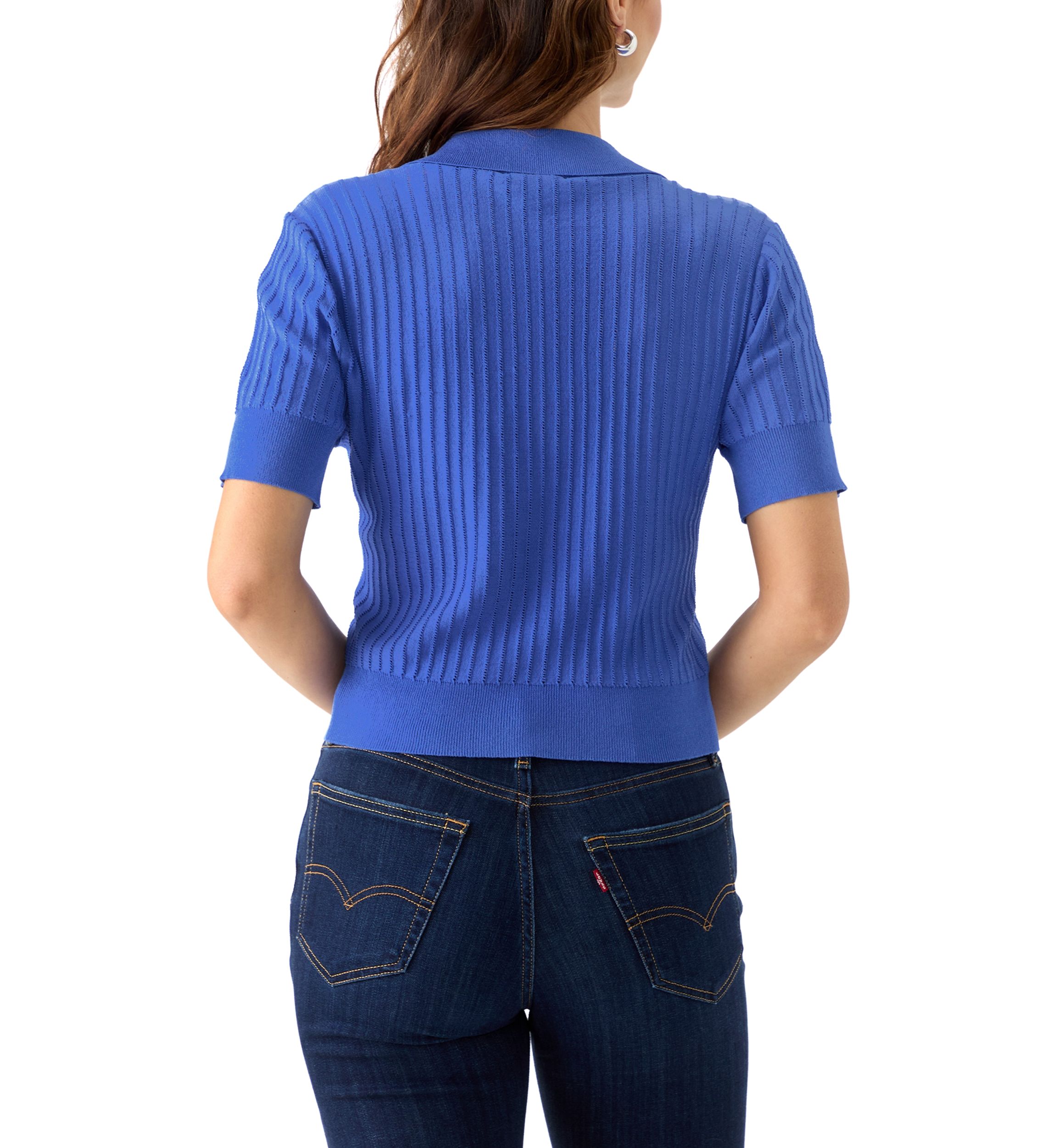 Womens Knit Button Down Blouse