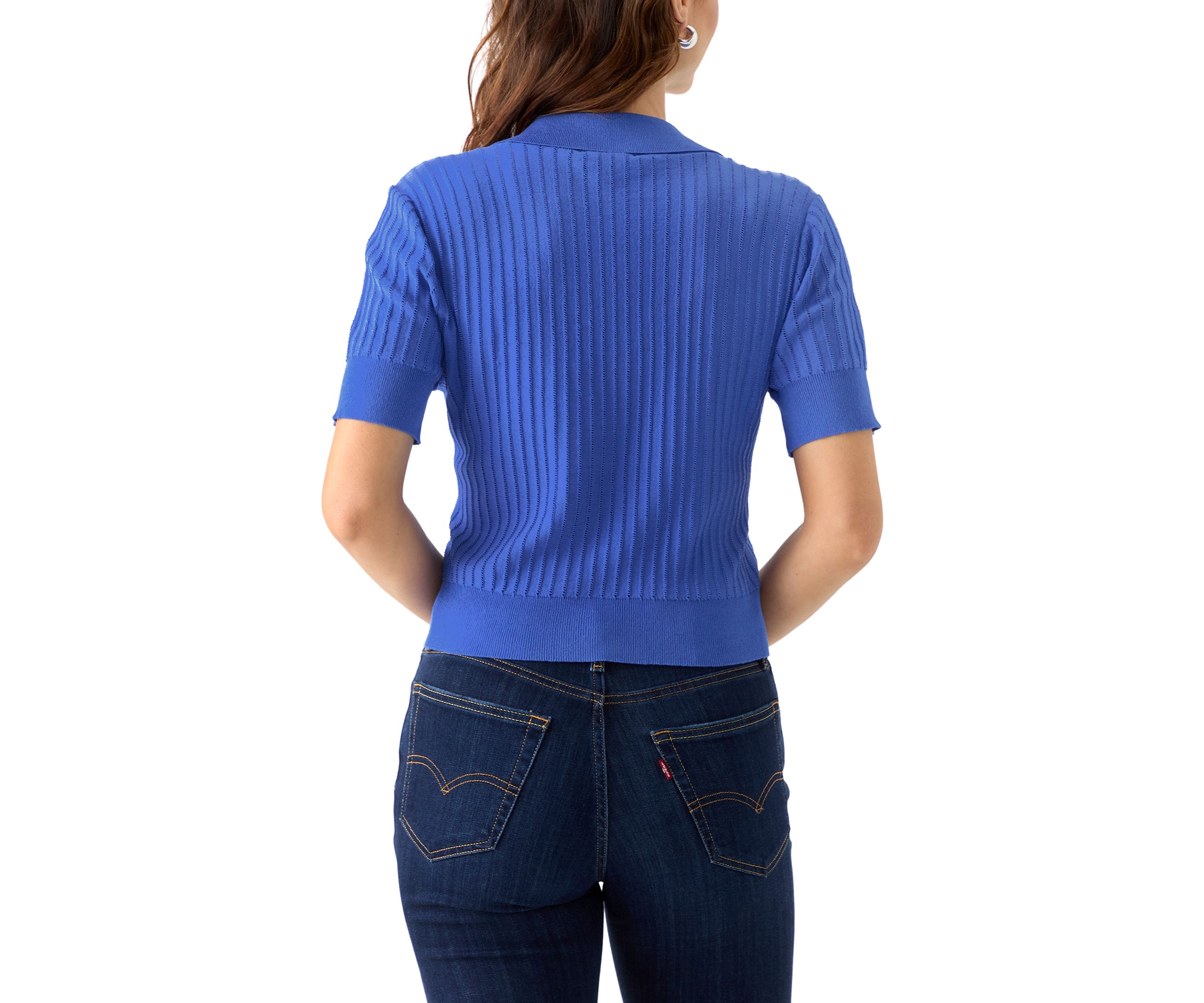 Womens Knit Button Down Blouse