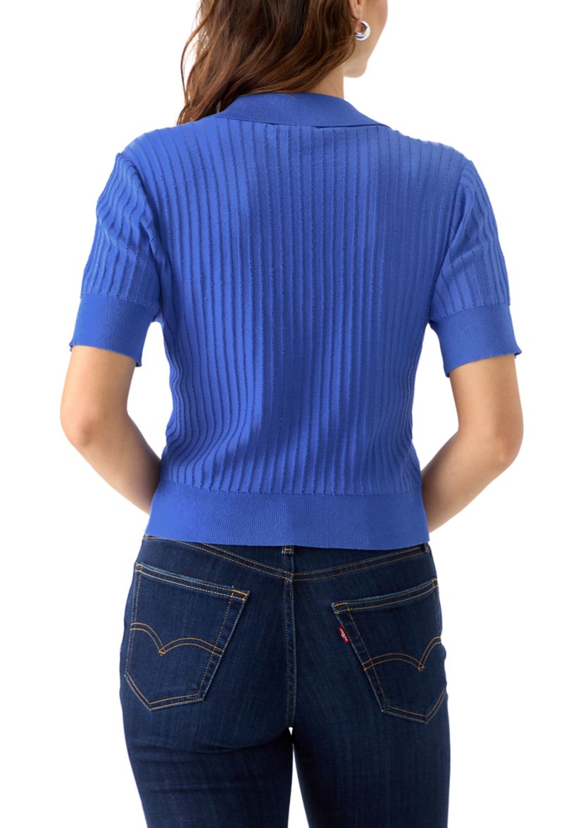 Womens Knit Button Down Blouse