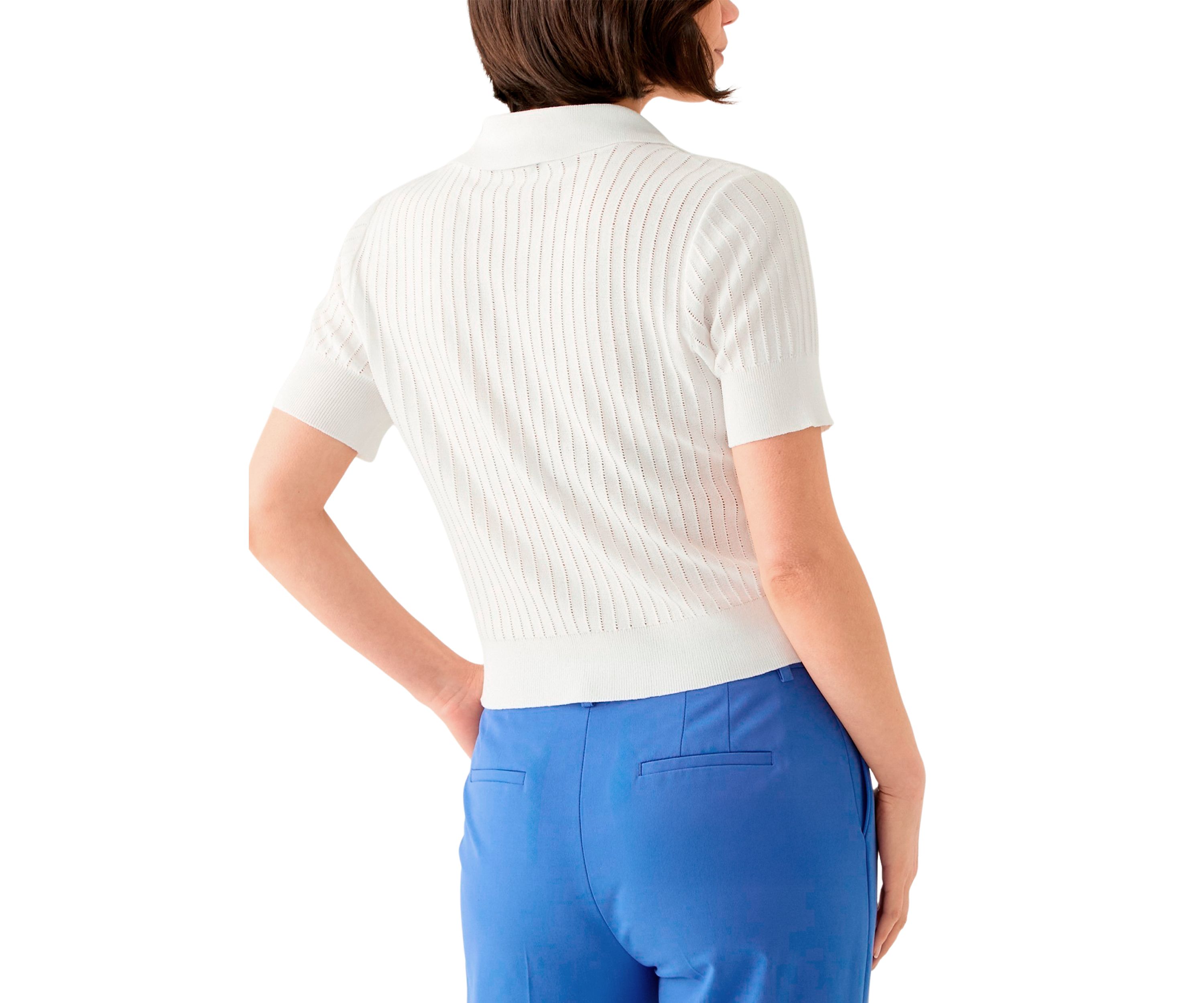 Petite Notch Collar Rib Knit Top 