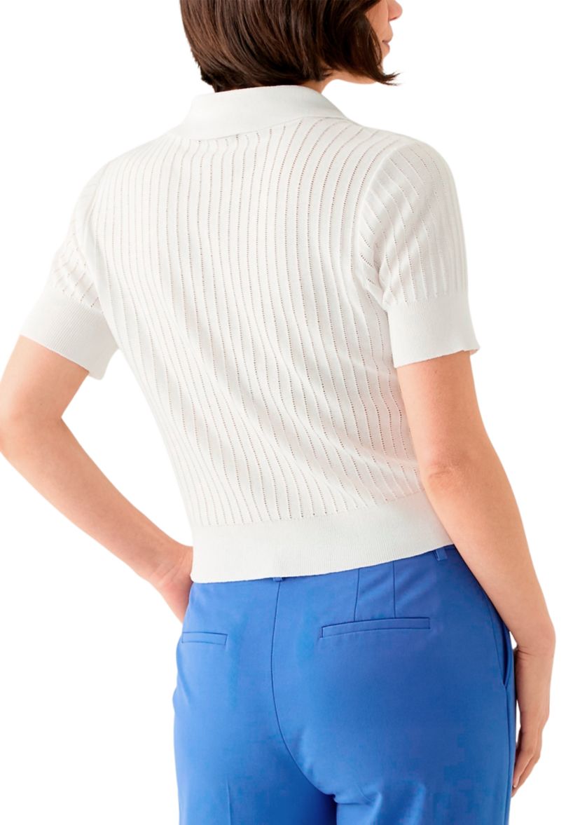 Petite Notch Collar Rib Knit Top 