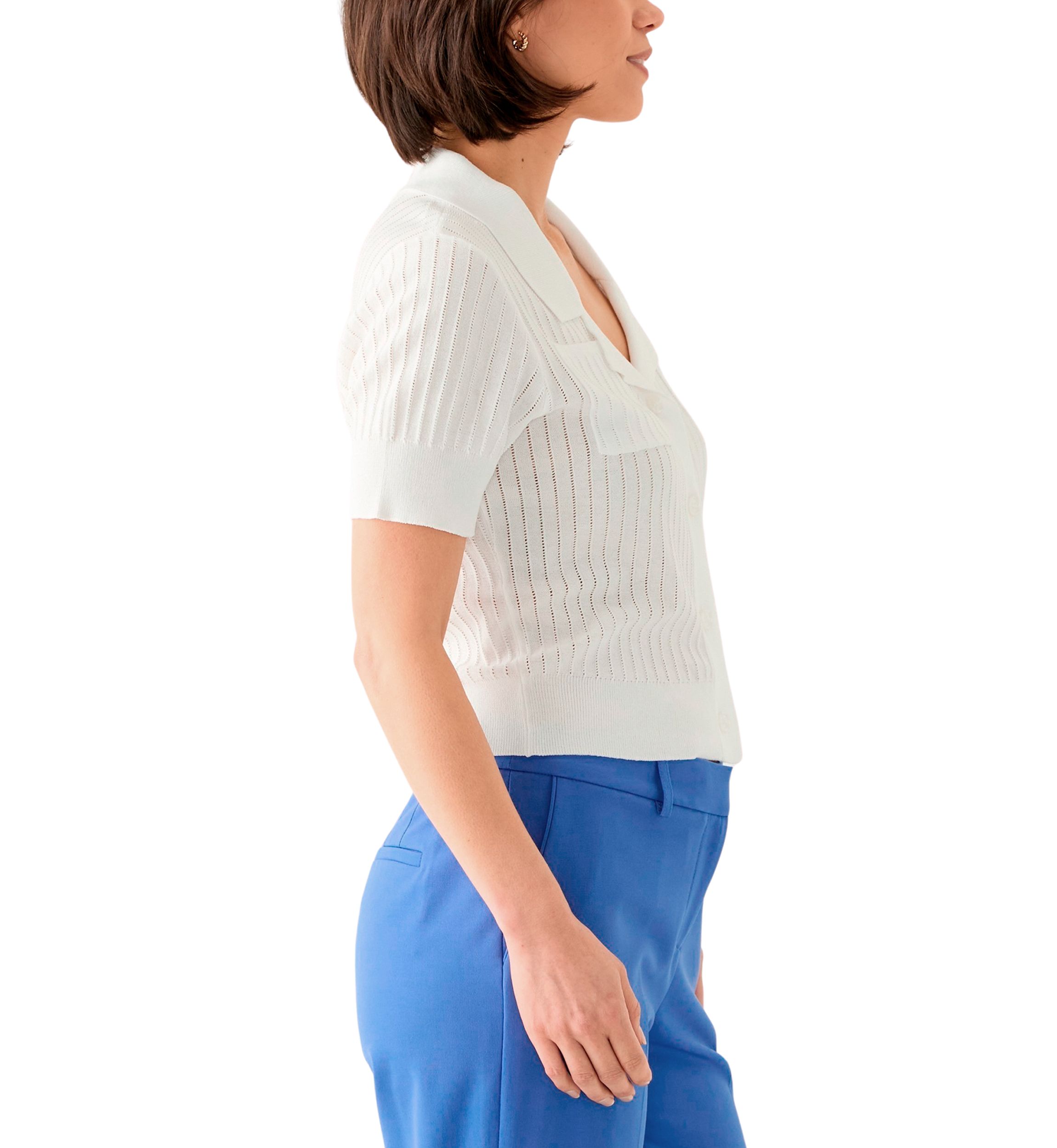 Petite Notch Collar Rib Knit Top 