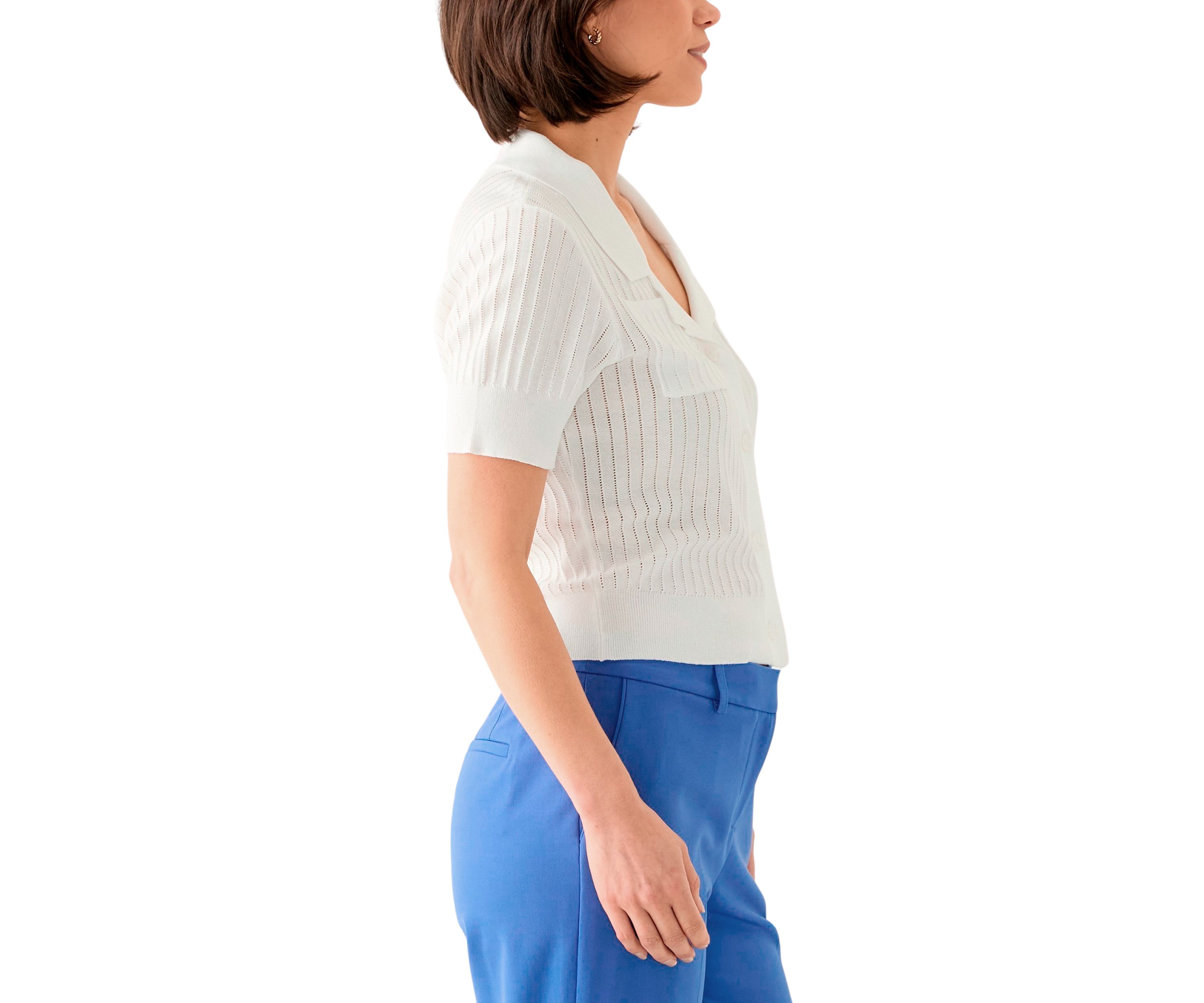 Petite Notch Collar Rib Knit Top 