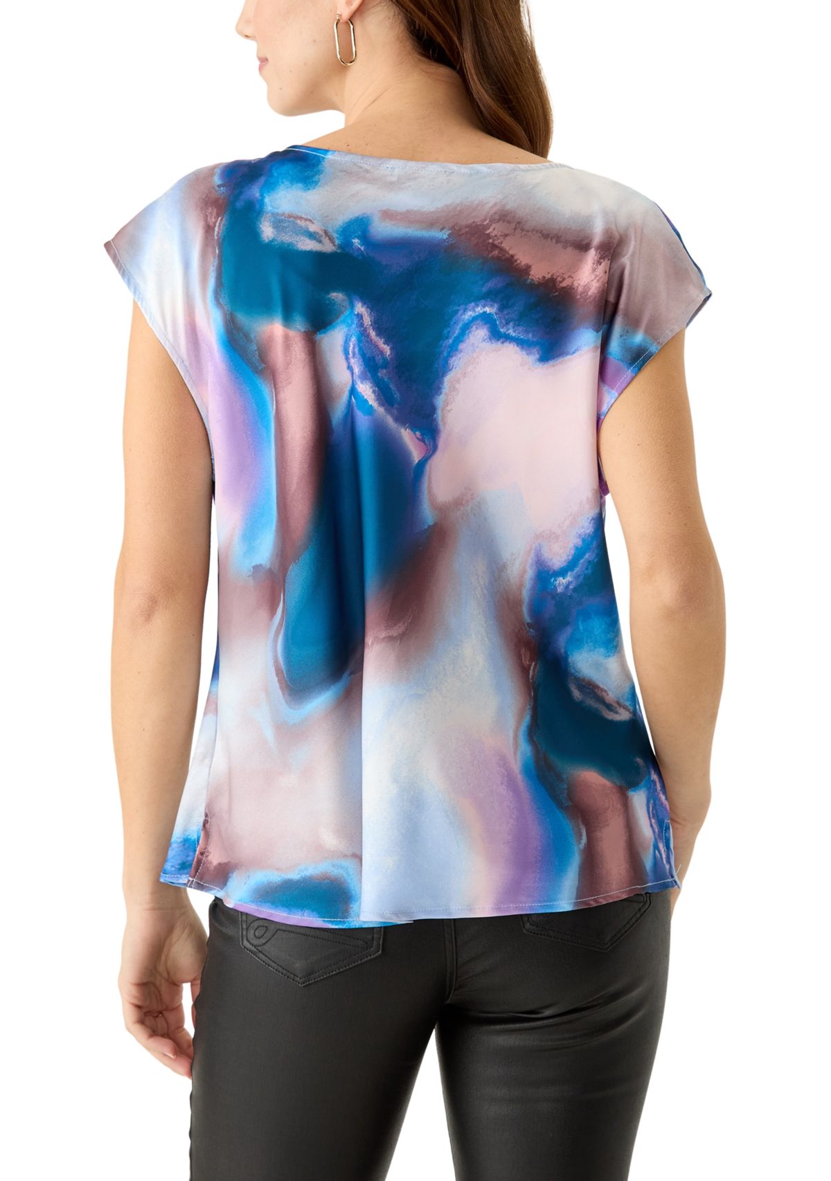 Womens Short Sleeve Cowl Neck Top 