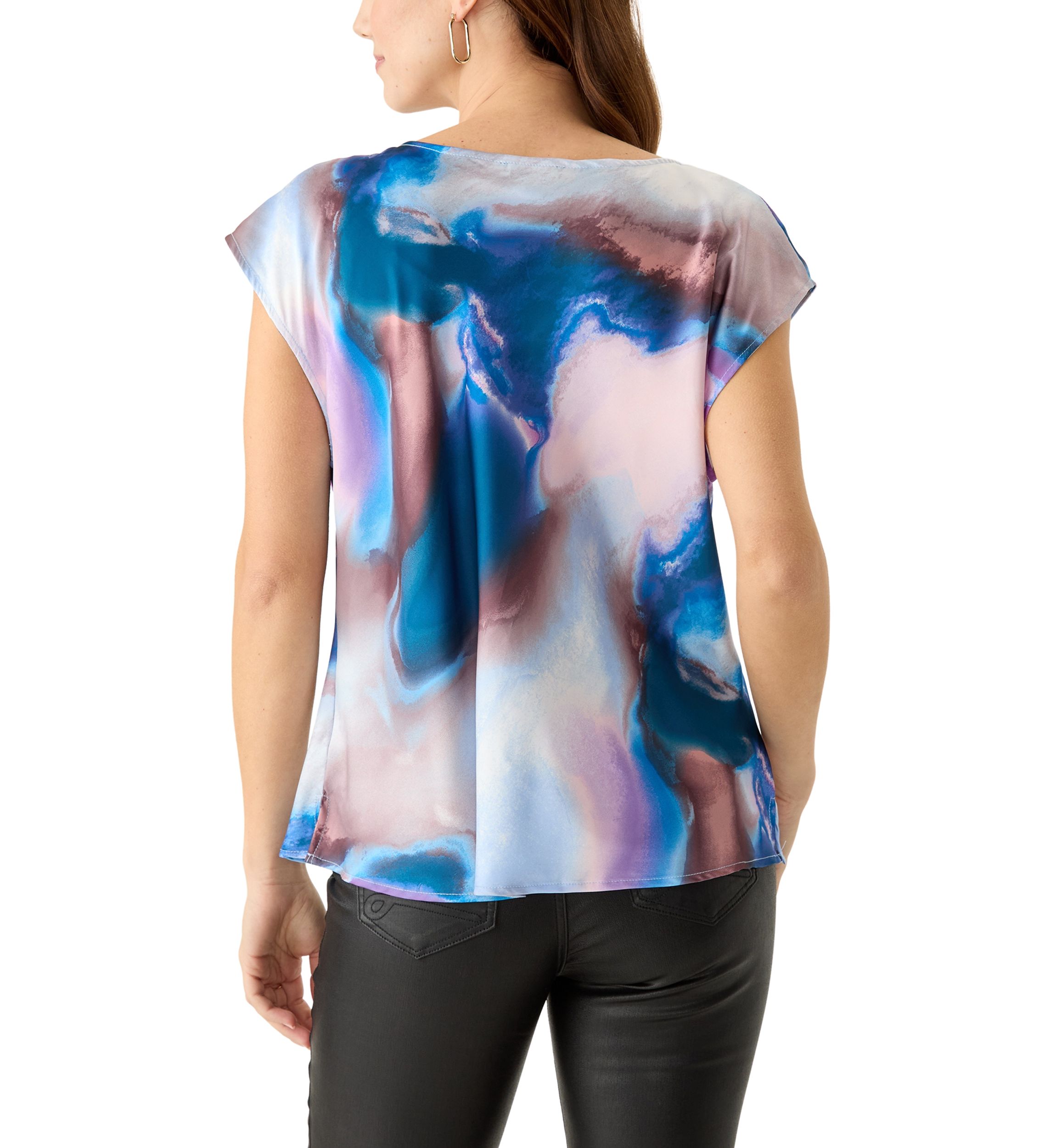 Womens Short Sleeve Cowl Neck Top 