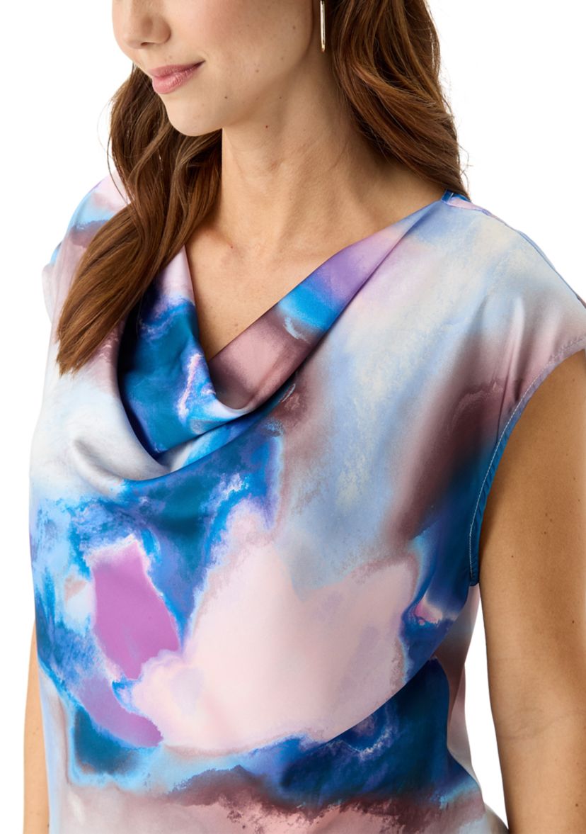Womens Short Sleeve Cowl Neck Top 