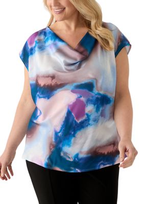 Tahari ASL Women's Plus Size Cowl Neck Blouse