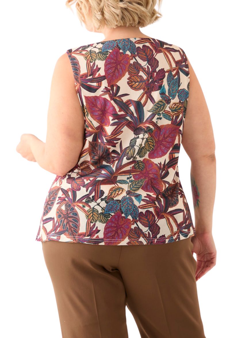 Plus Size Printed Cowl Neck Blouse