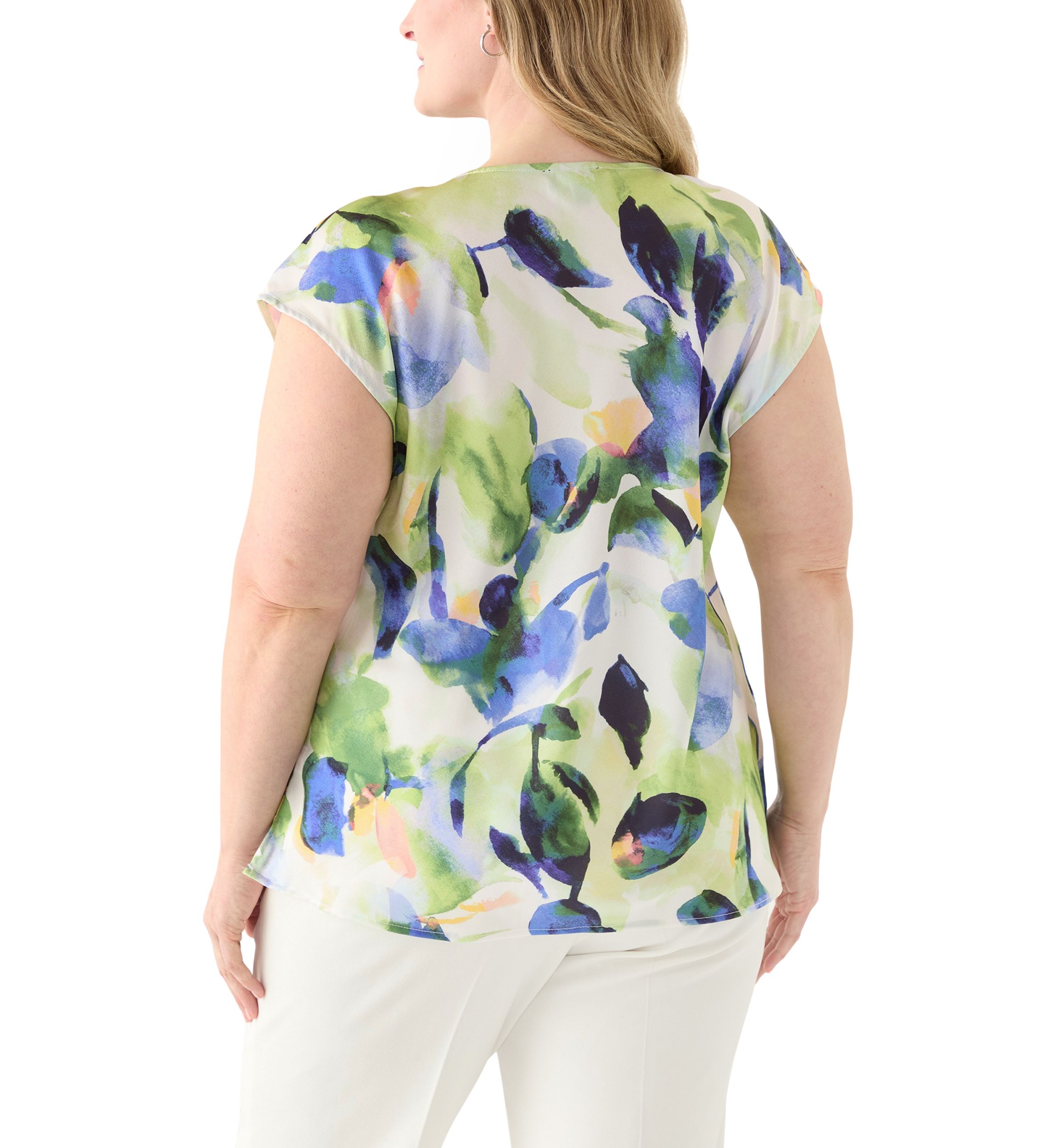Plus Size Cowl Neck Satin Top