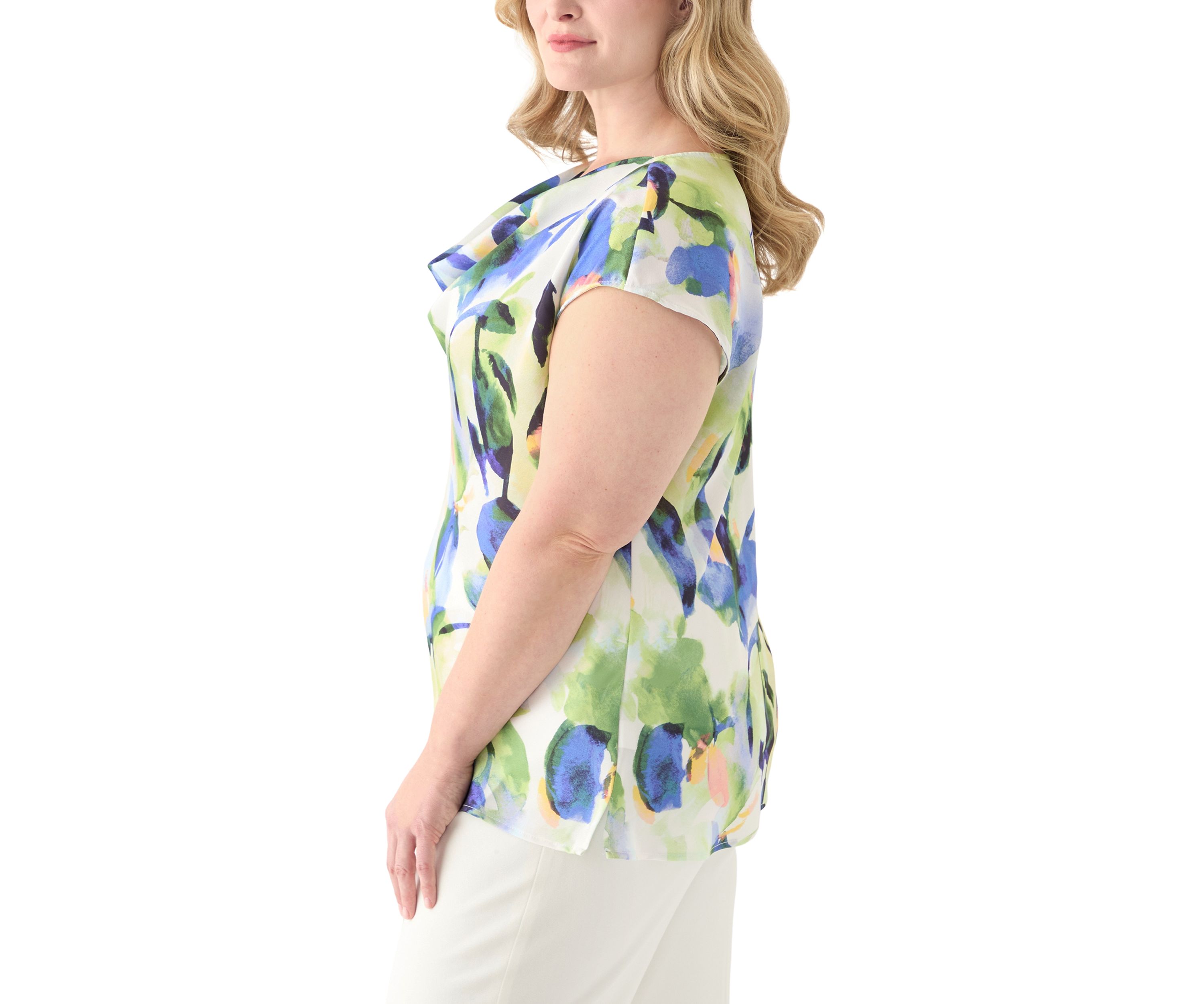 Plus Size Cowl Neck Satin Top