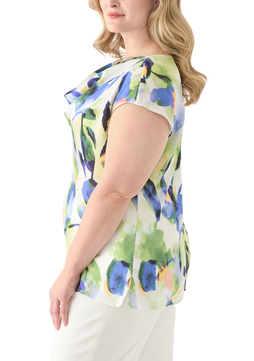 Plus Size Cowl Neck Satin Top
