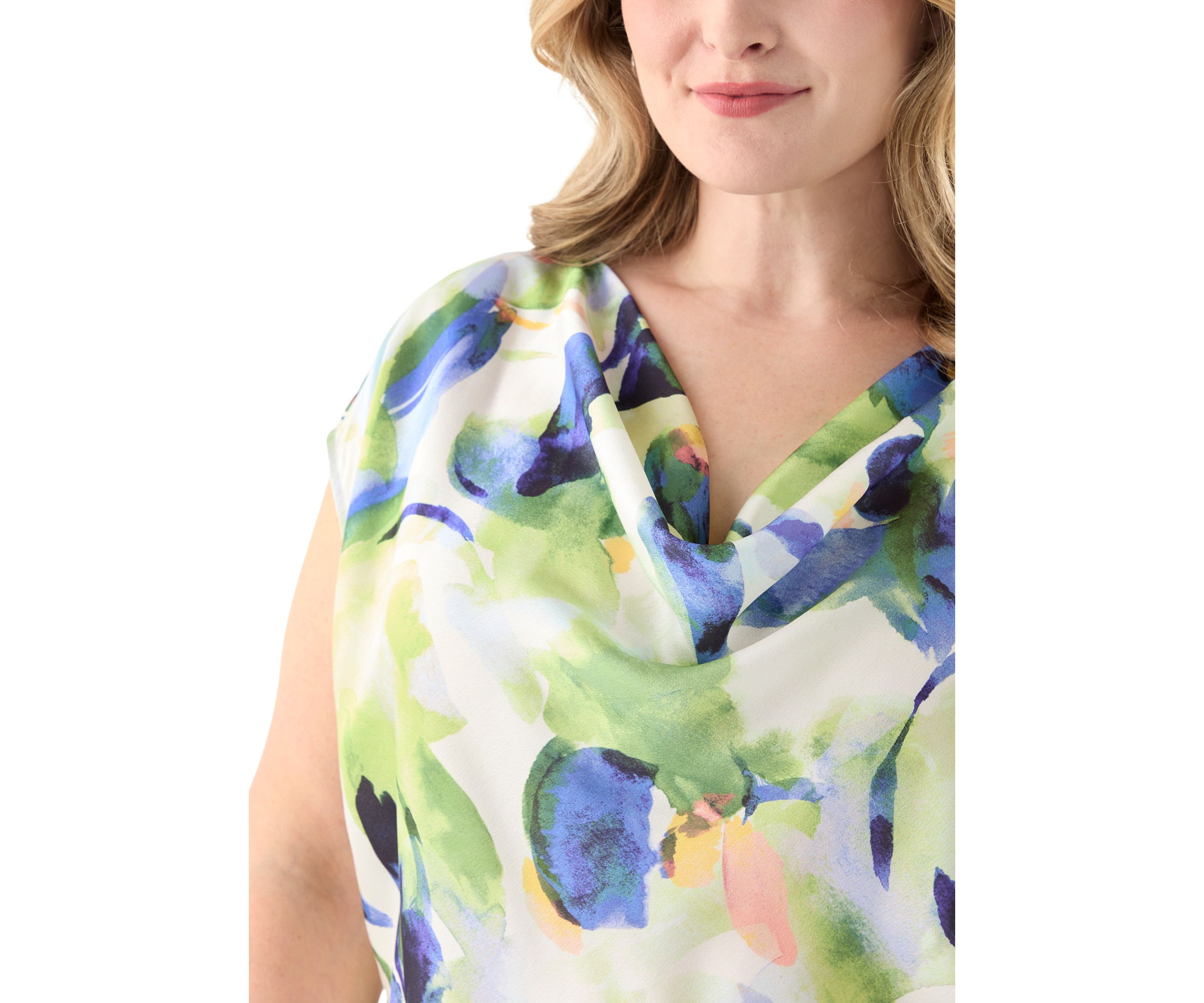 Plus Size Cowl Neck Satin Top