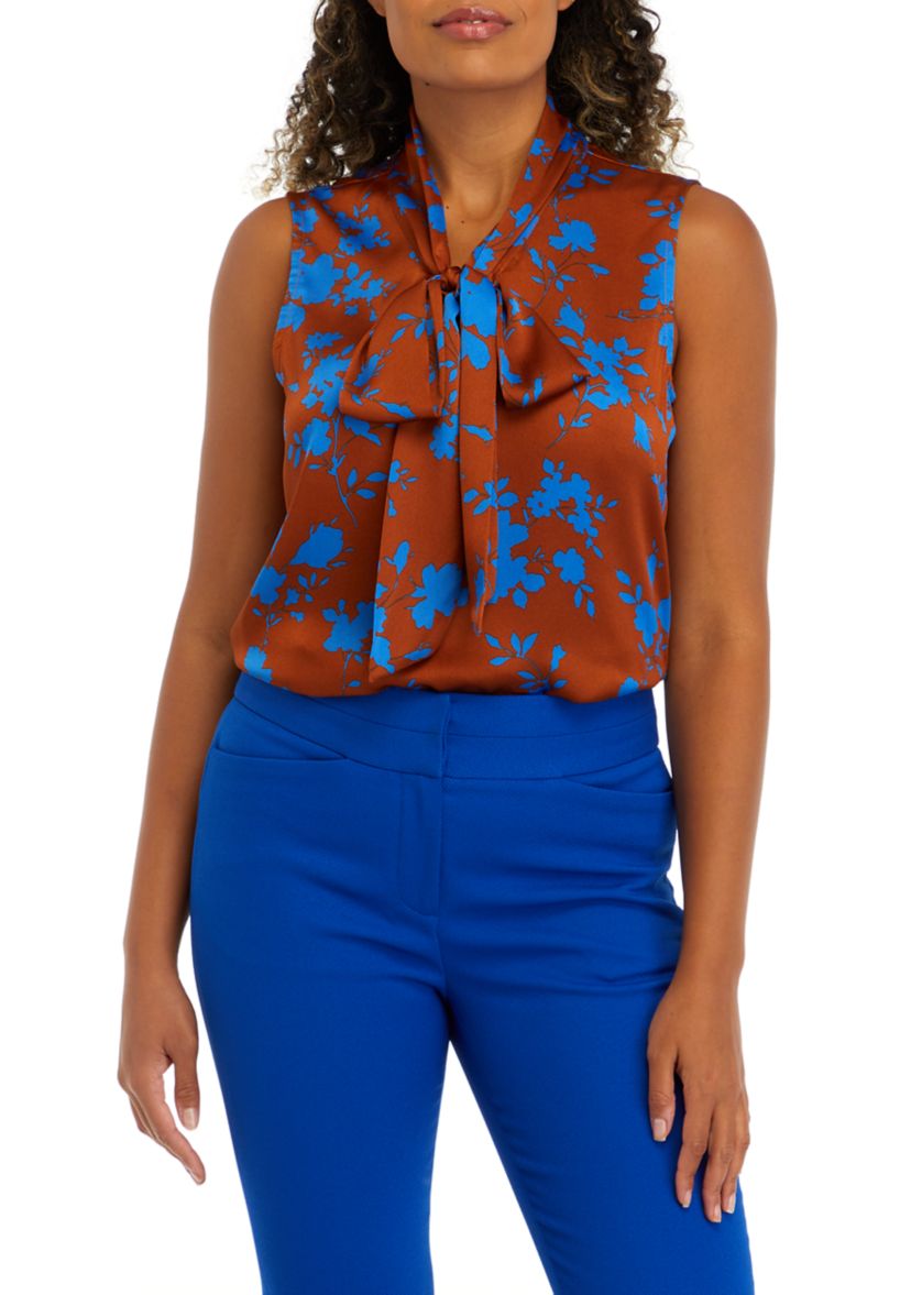 Womens Satin Bow Blouse