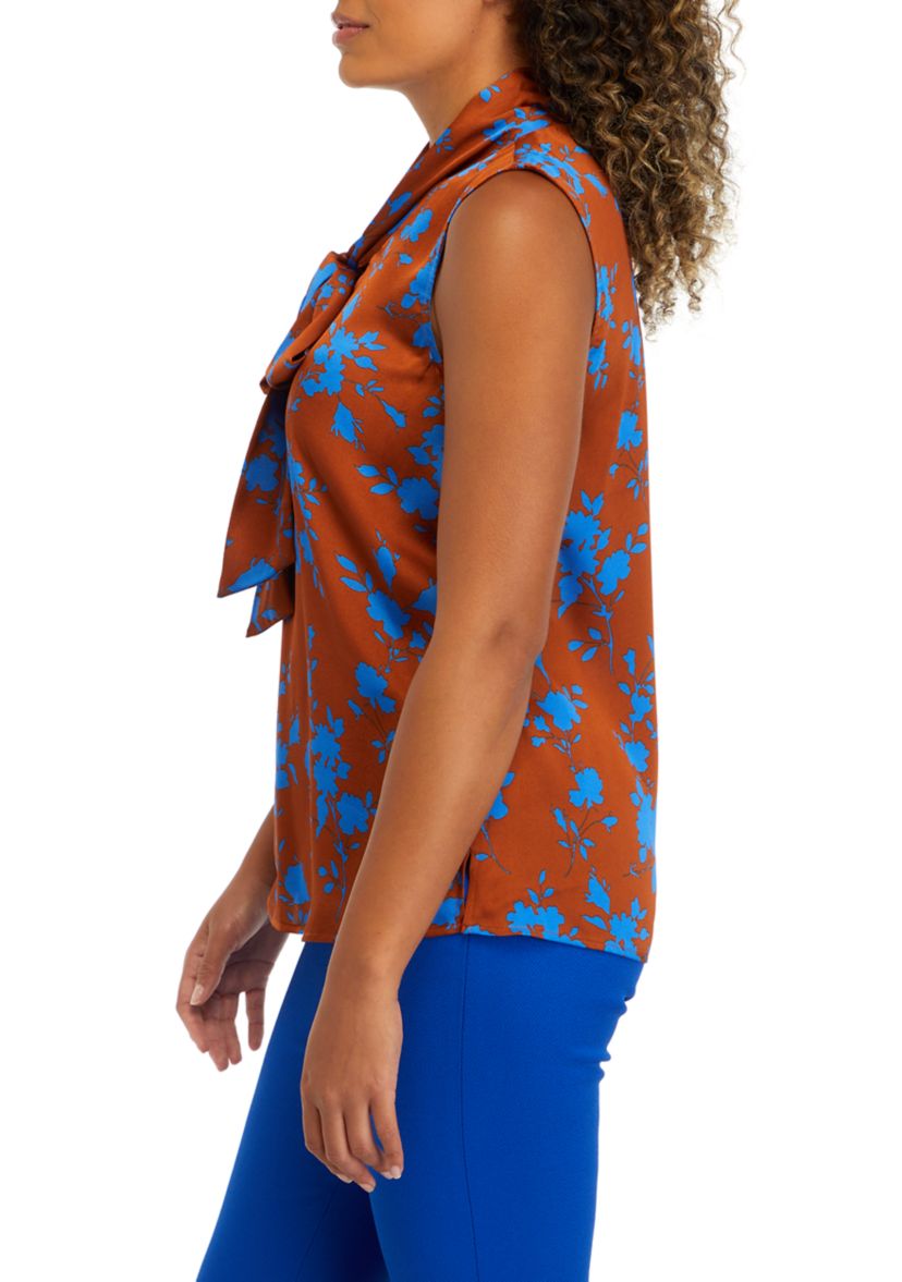 Womens Satin Bow Blouse
