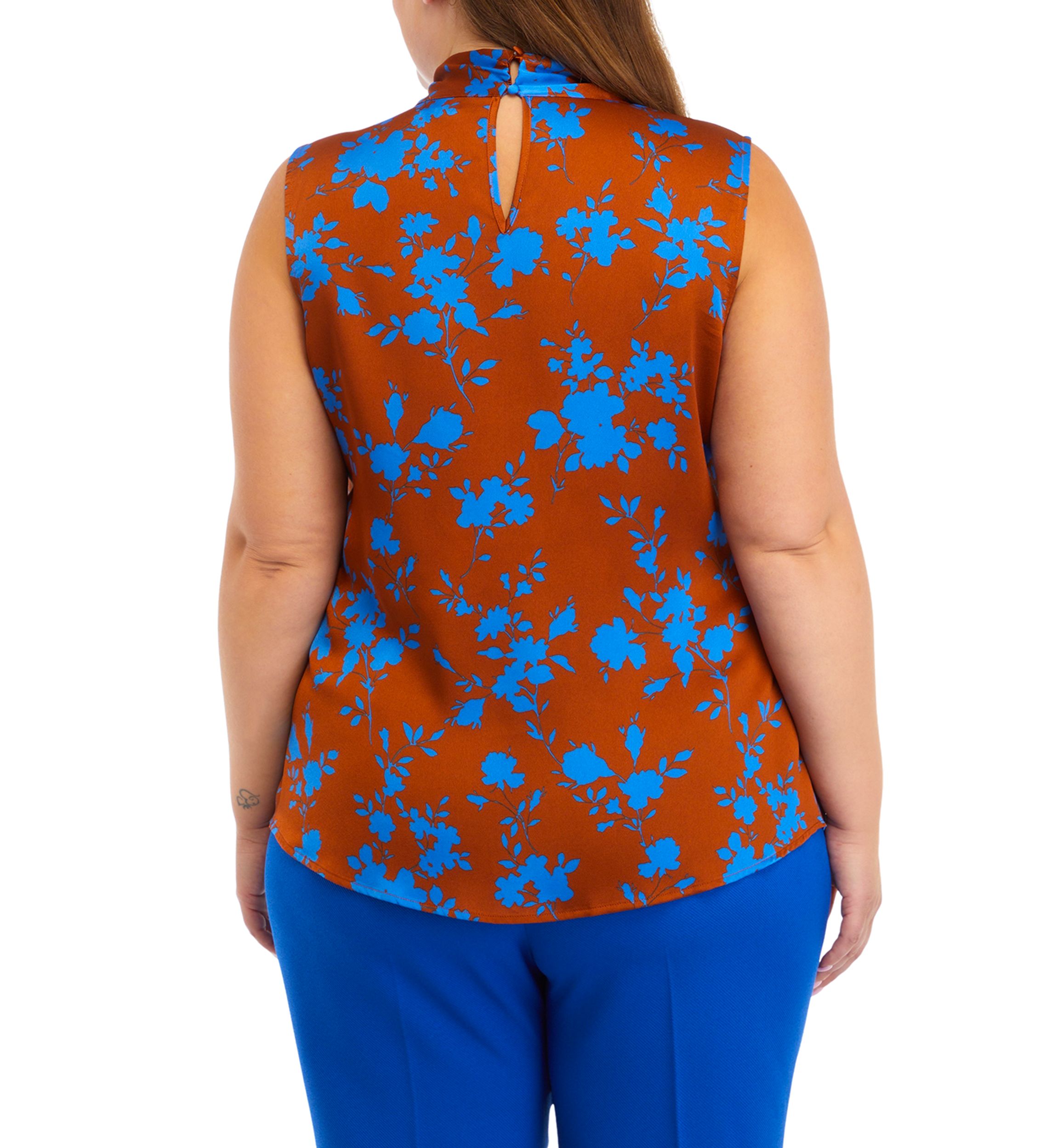 Plus Size Satin Bow Blouse