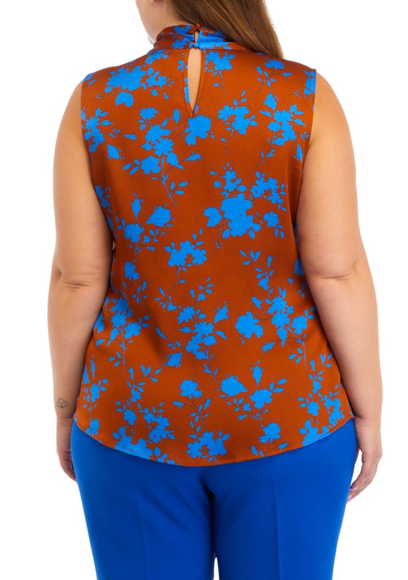 Plus Size Satin Bow Blouse