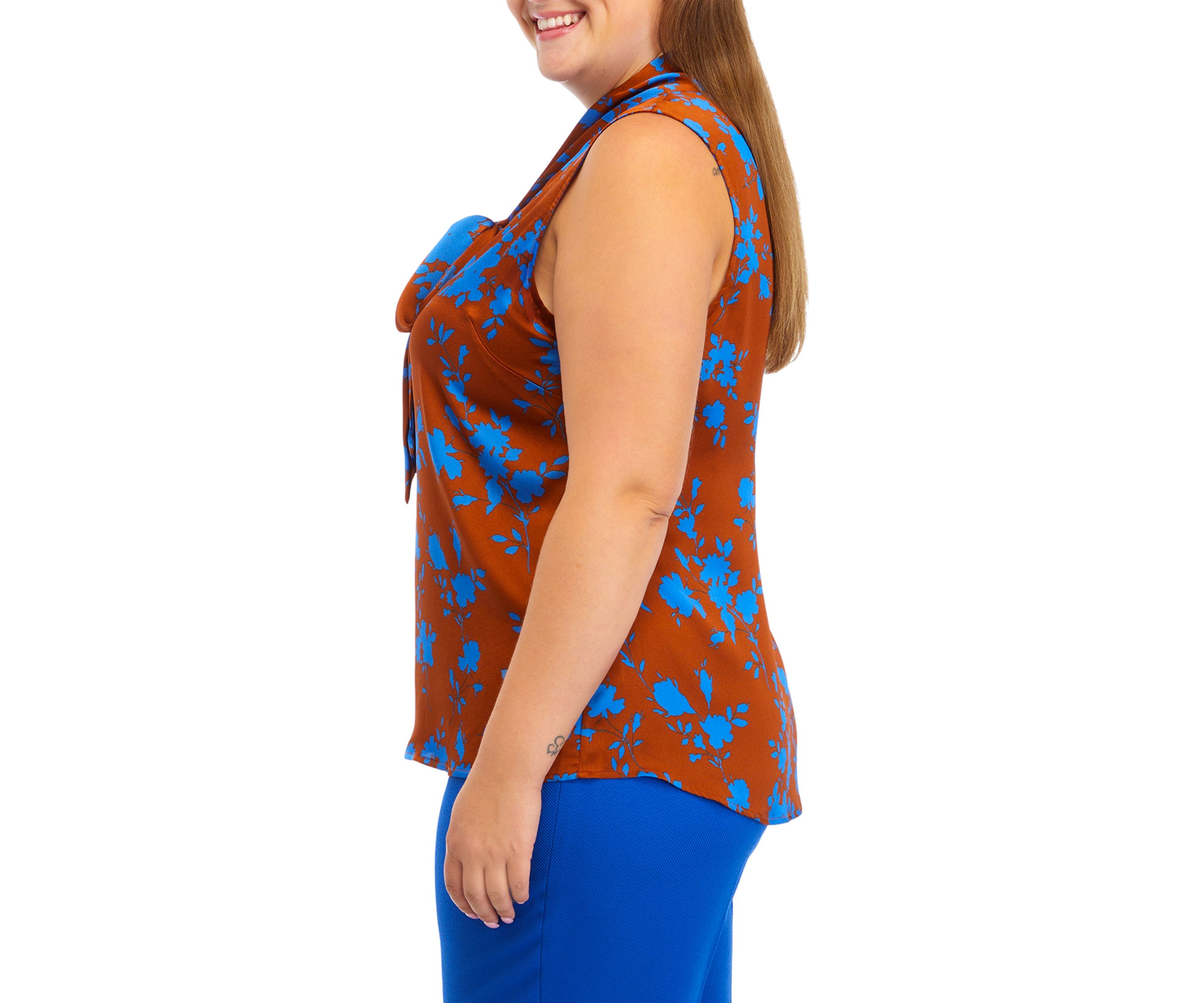 Plus Size Satin Bow Blouse