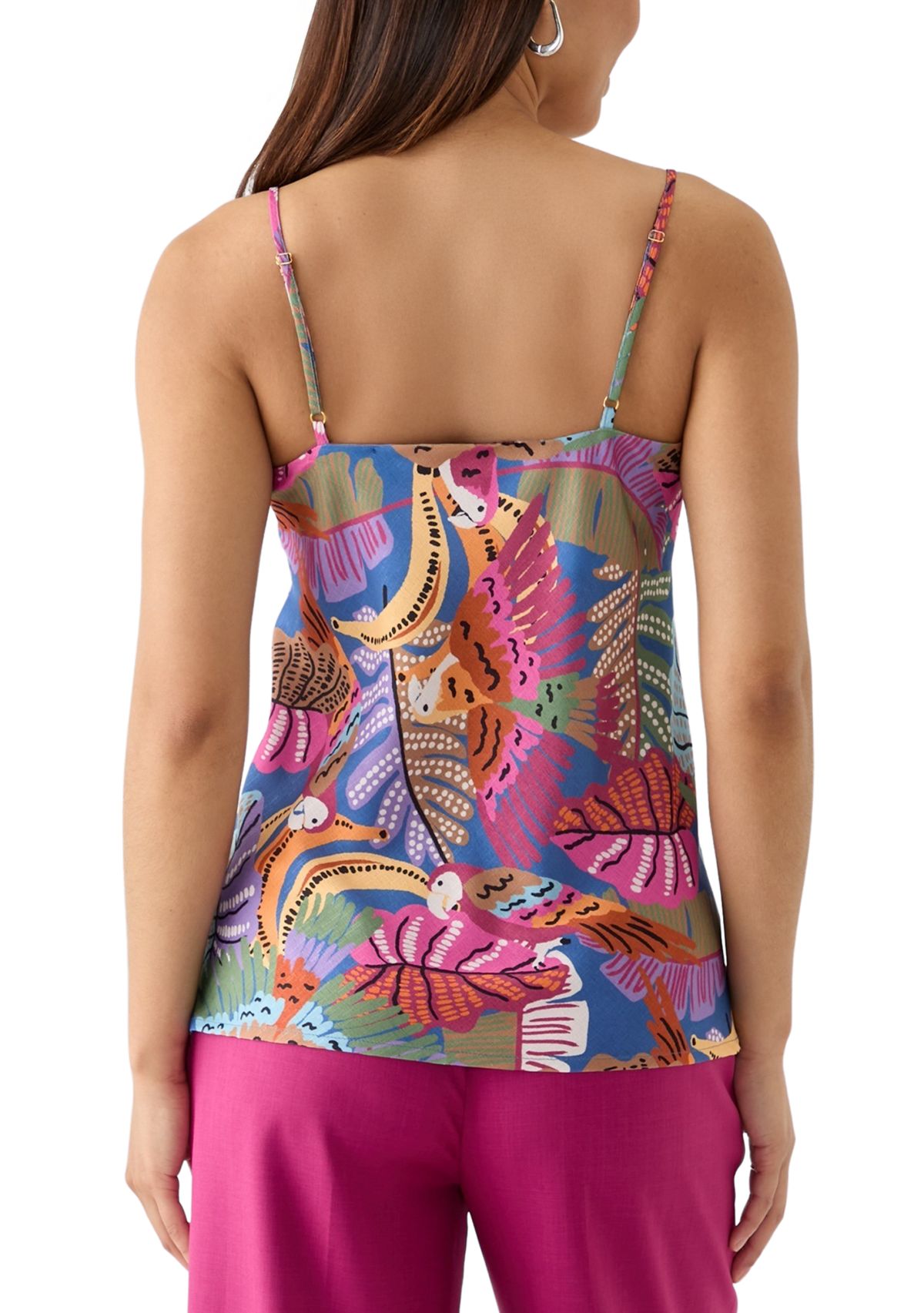 Womens Linen Like Printed Camisole Top