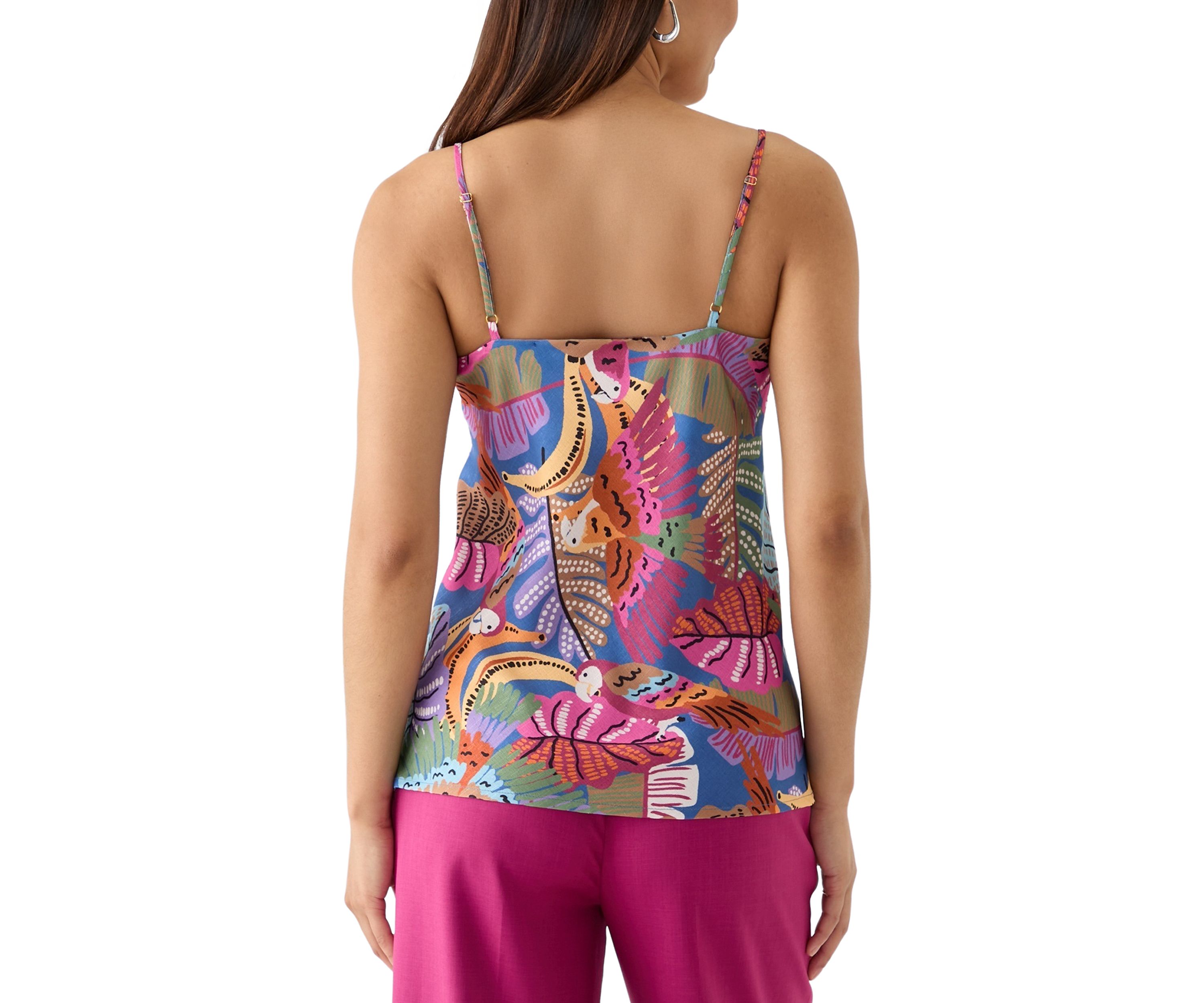 Womens Linen Like Printed Camisole Top
