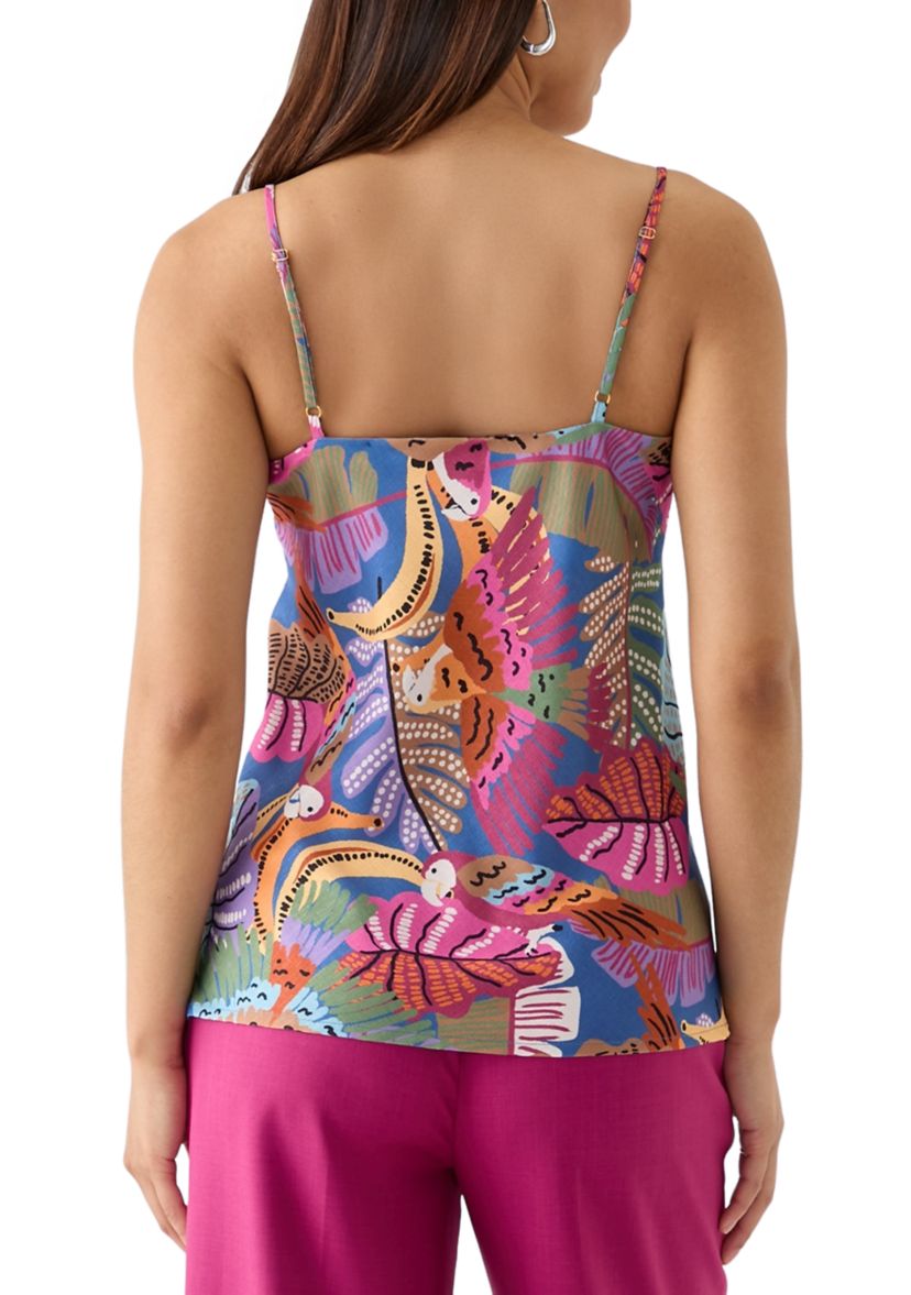 Womens Linen Like Printed Camisole Top