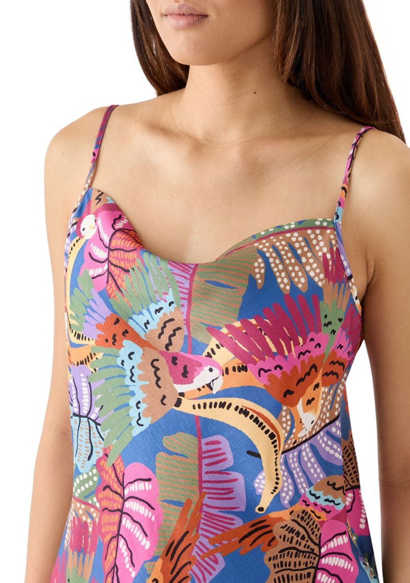 Womens Linen Like Printed Camisole Top