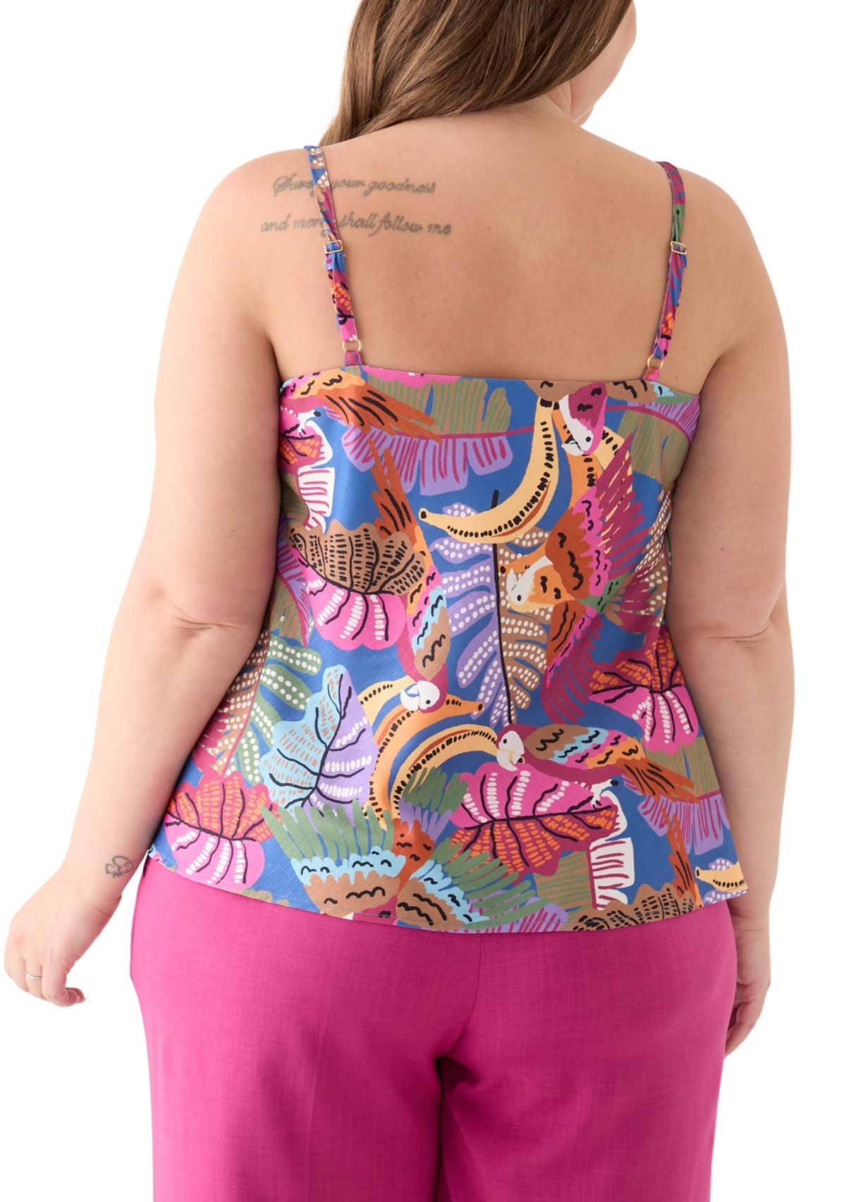 Plus Size Linen Like Printed Camisole Top