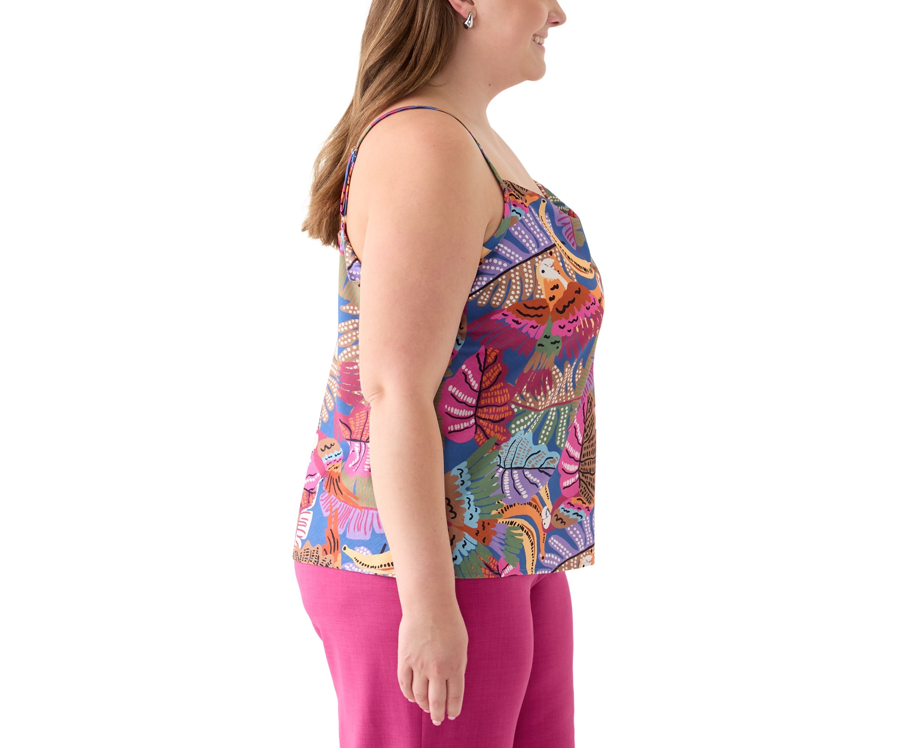Plus Size Linen Like Printed Camisole Top