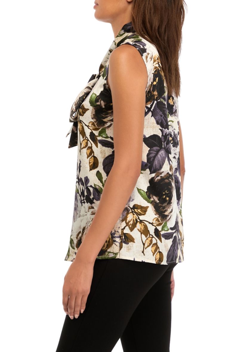 Womens Satin Bow Blouse