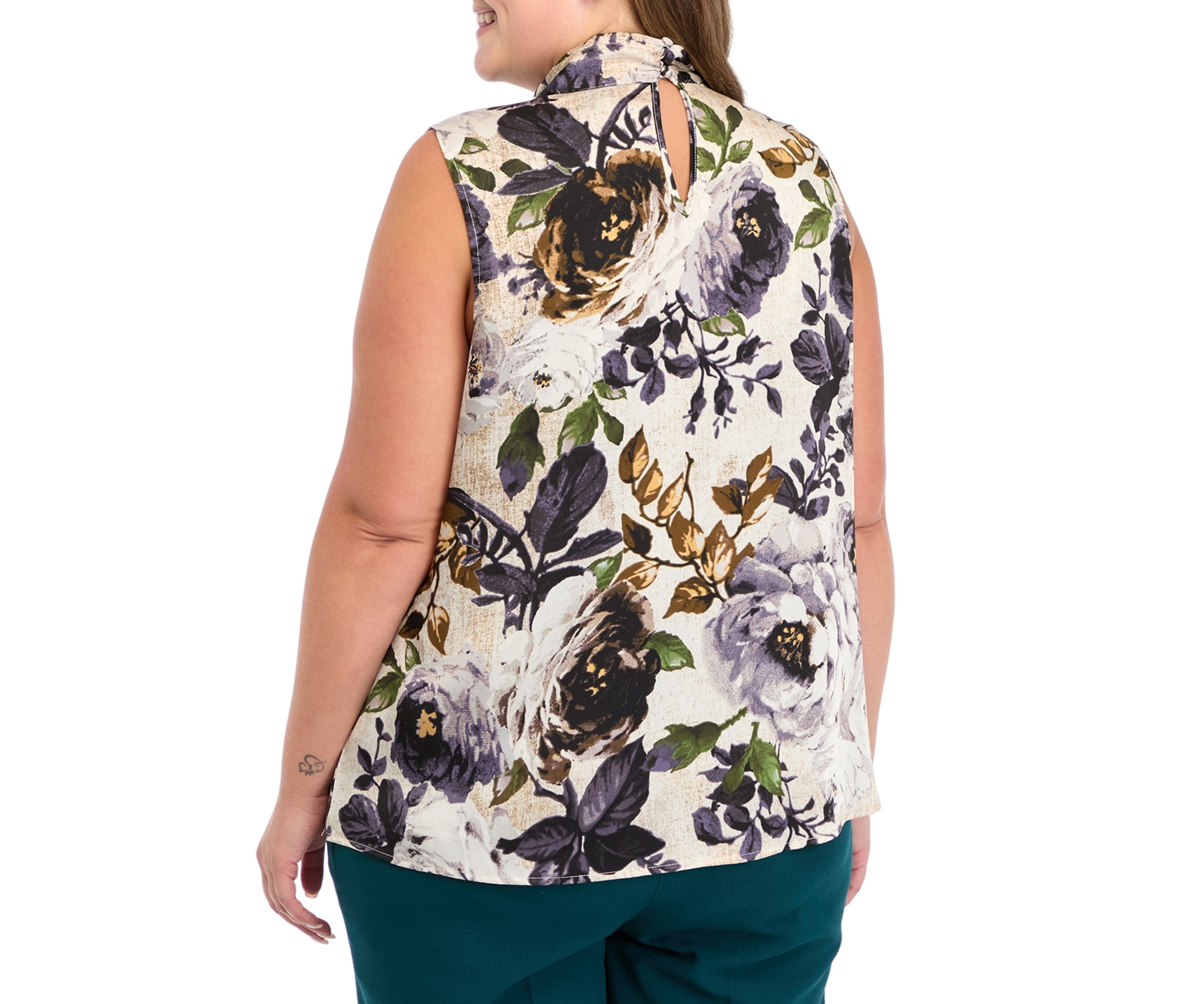 Plus Size Satin Bow Blouse
