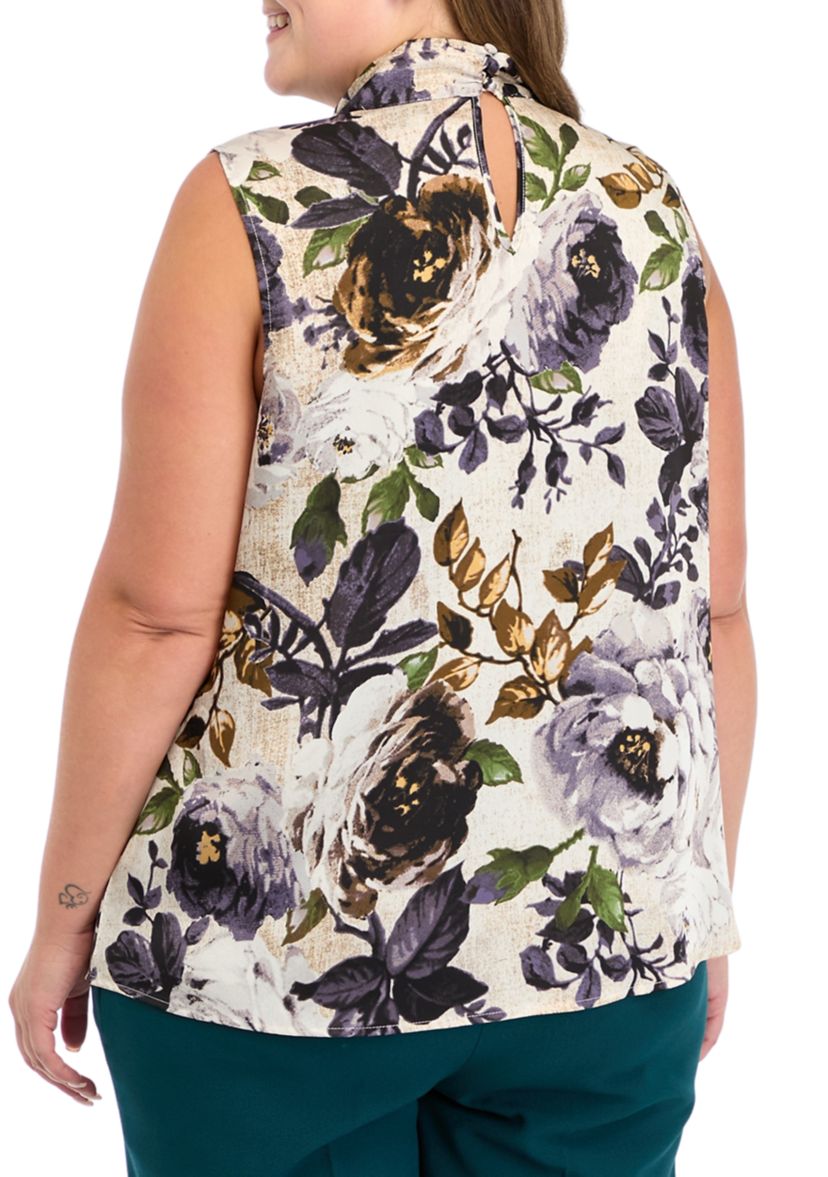 Plus Size Satin Bow Blouse