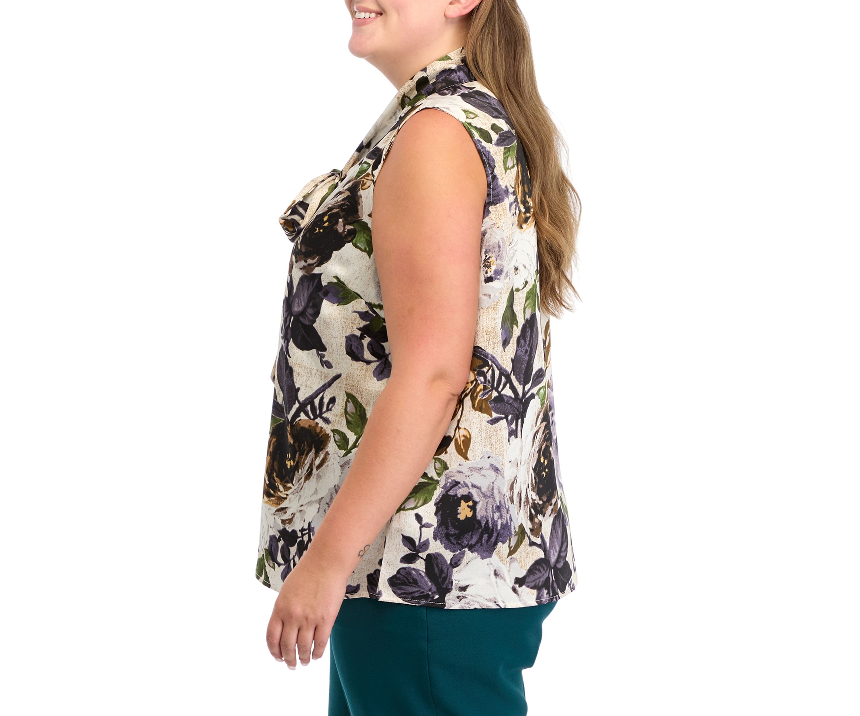 Plus Size Satin Bow Blouse