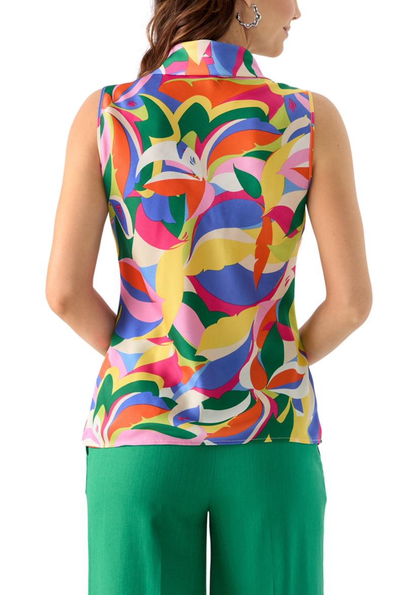 Womens Tie Front Hammer Satin Top