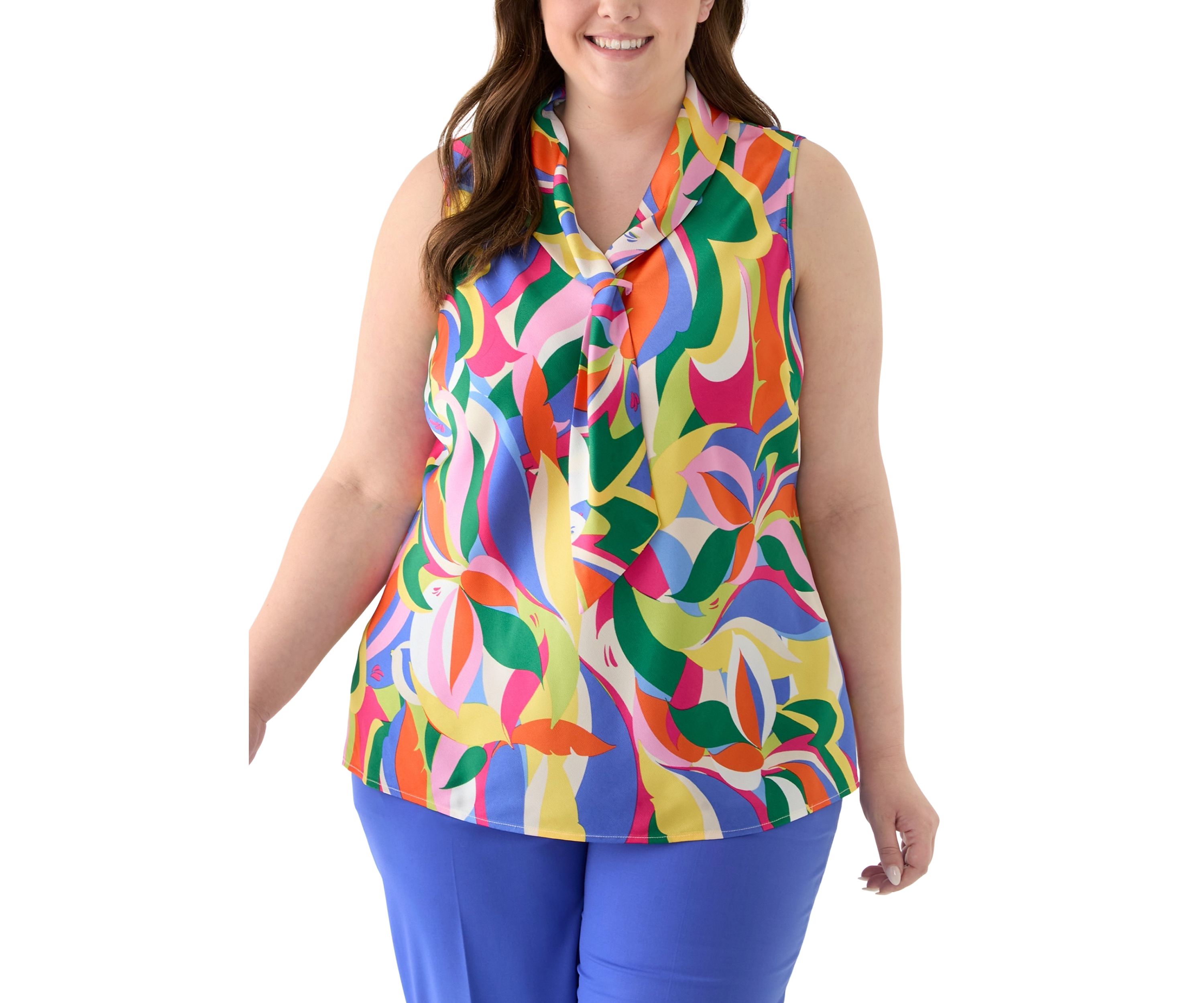 Plus Size Tie Front Hammer Satin Top