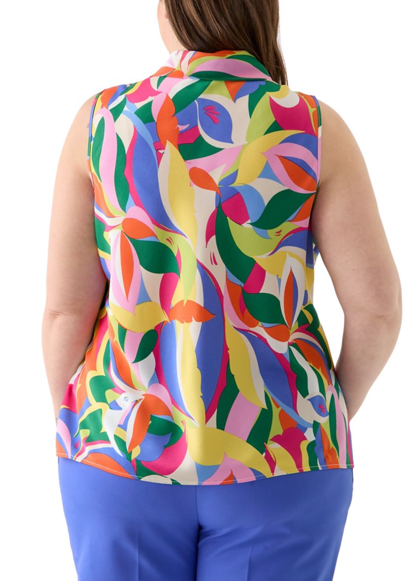 Plus Size Tie Front Hammer Satin Top