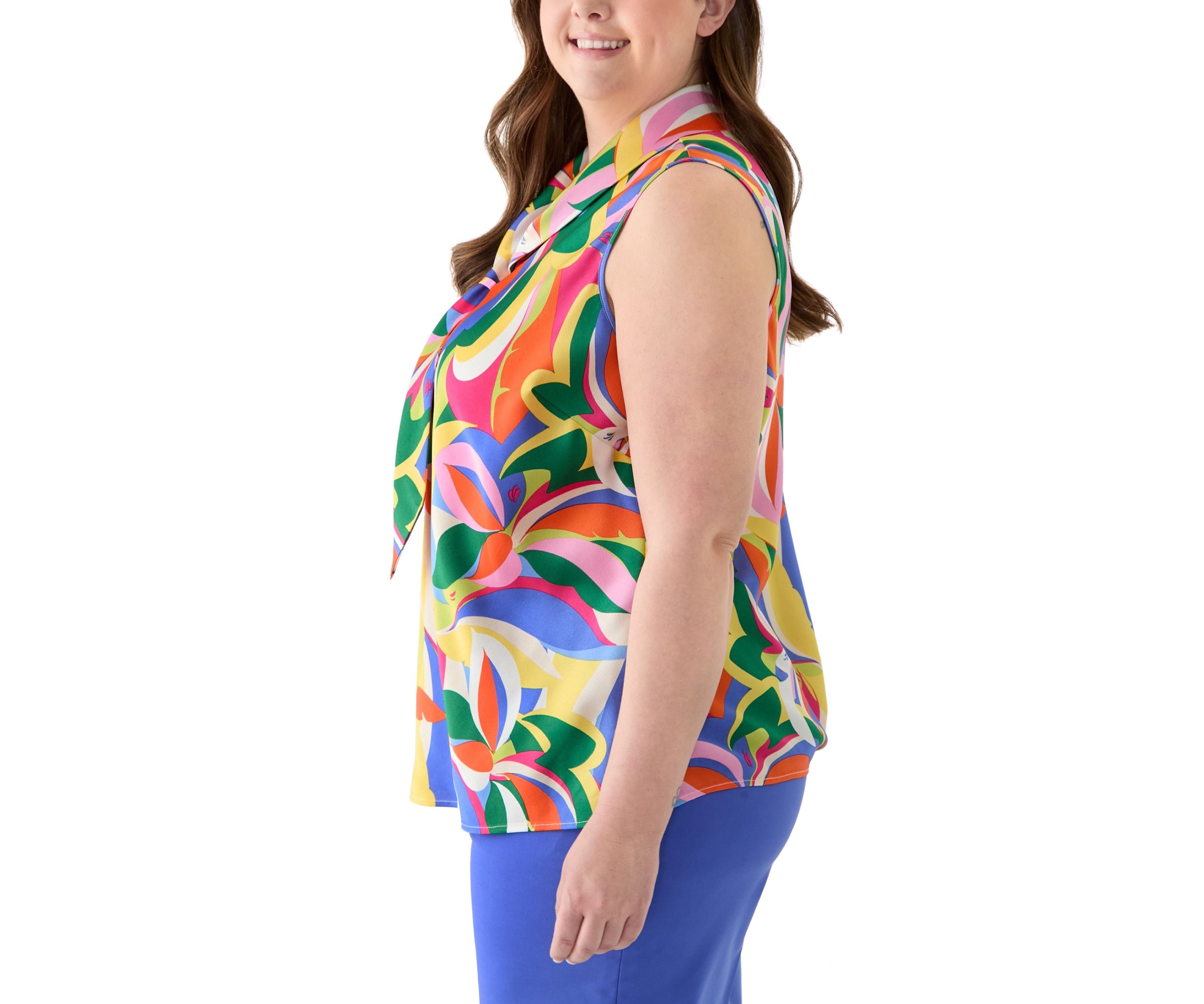 Plus Size Tie Front Hammer Satin Top