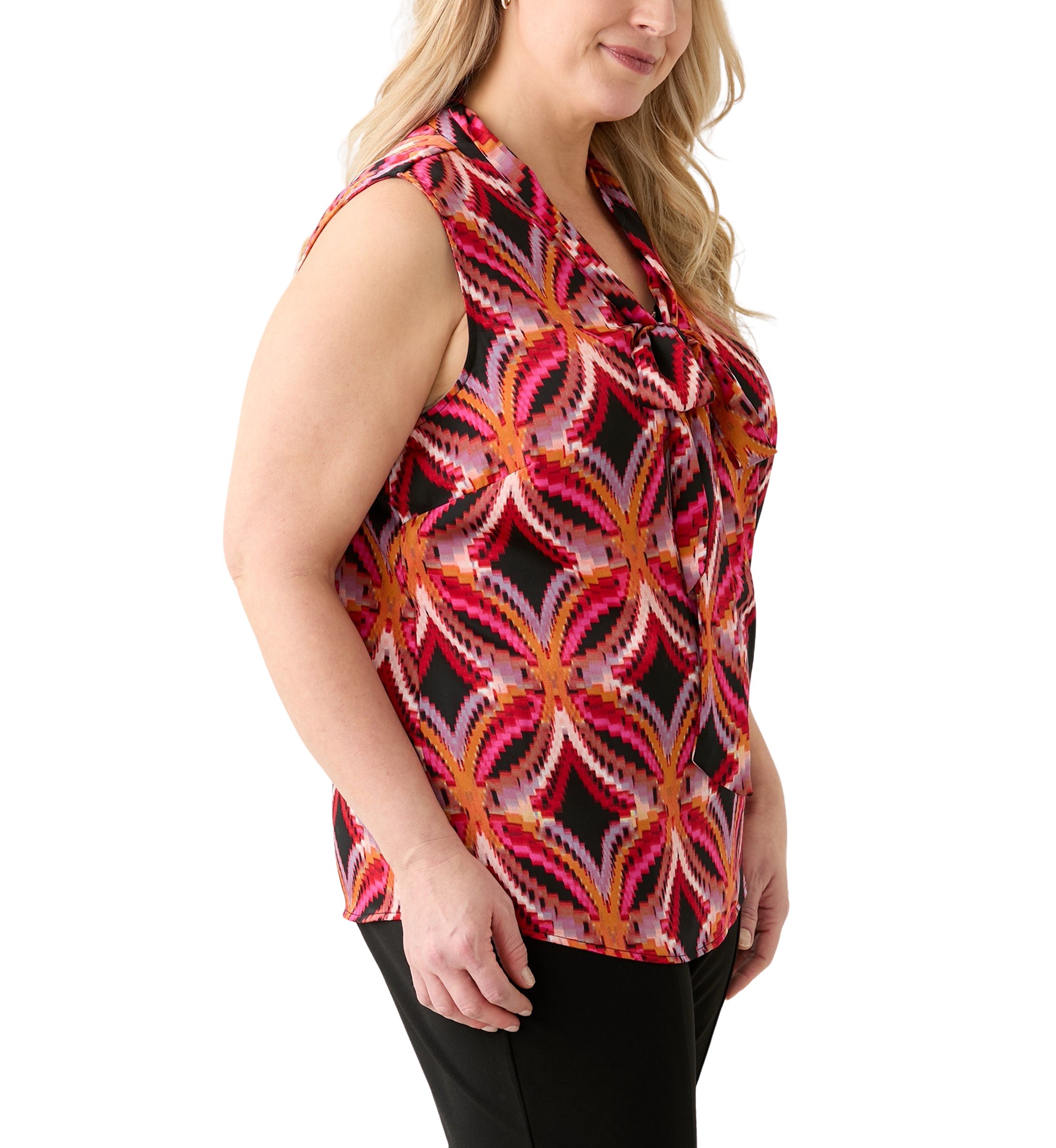 Plus Size Satin Bow Blouse