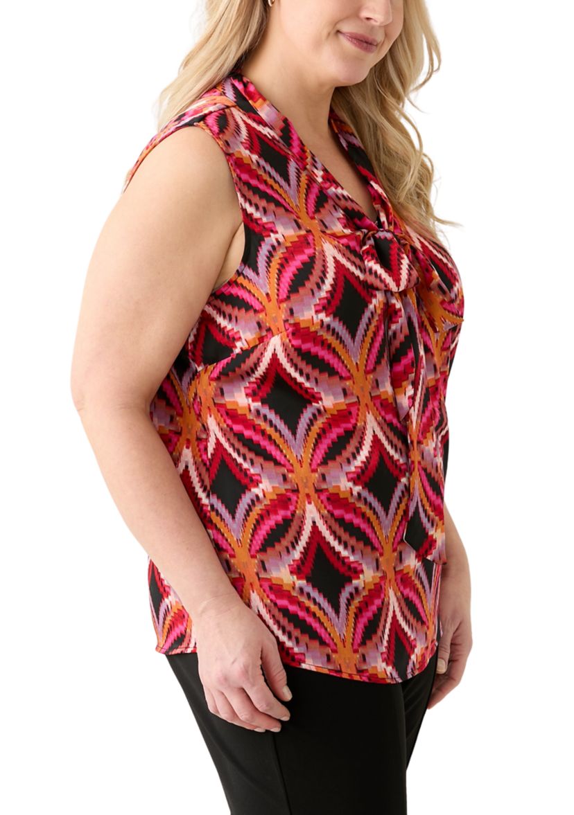 Plus Size Satin Bow Blouse
