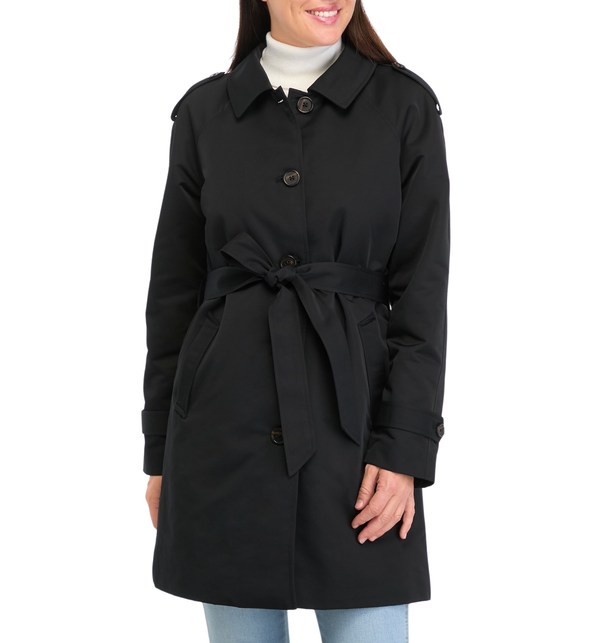 Womens Coated Gab Trench with Polyfill Insulation