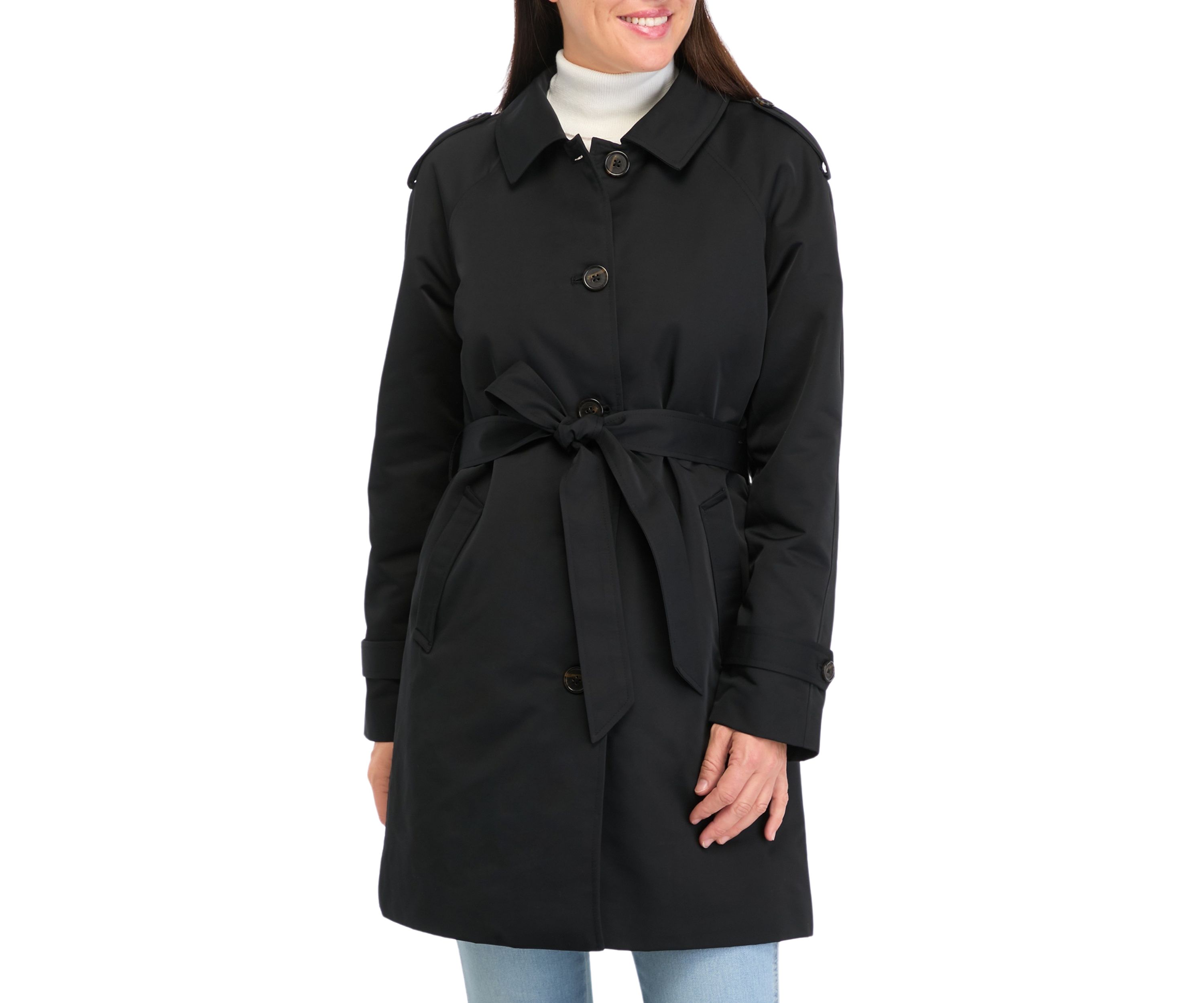 Womens Coated Gab Trench with Polyfill Insulation