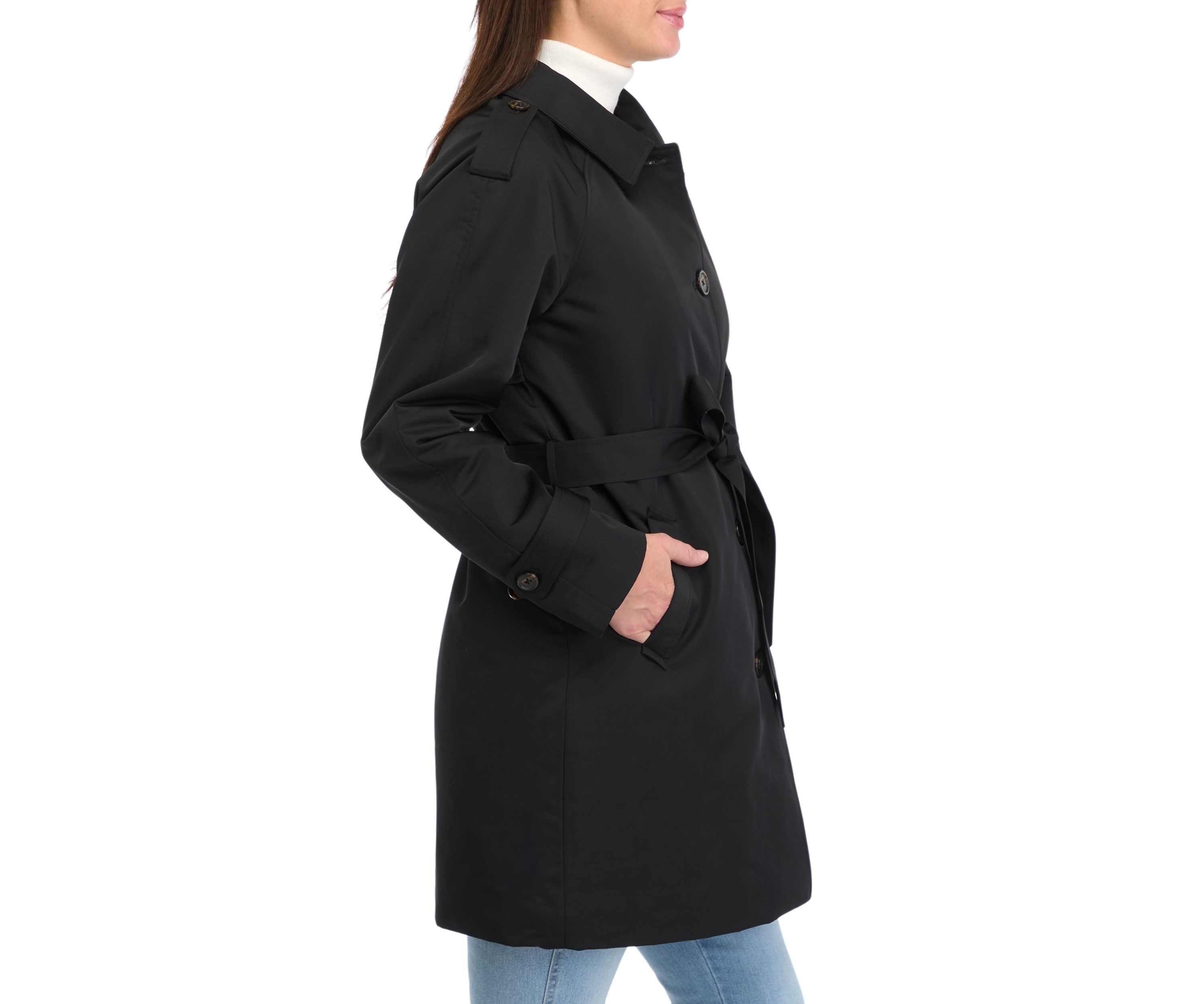 Womens Coated Gab Trench with Polyfill Insulation