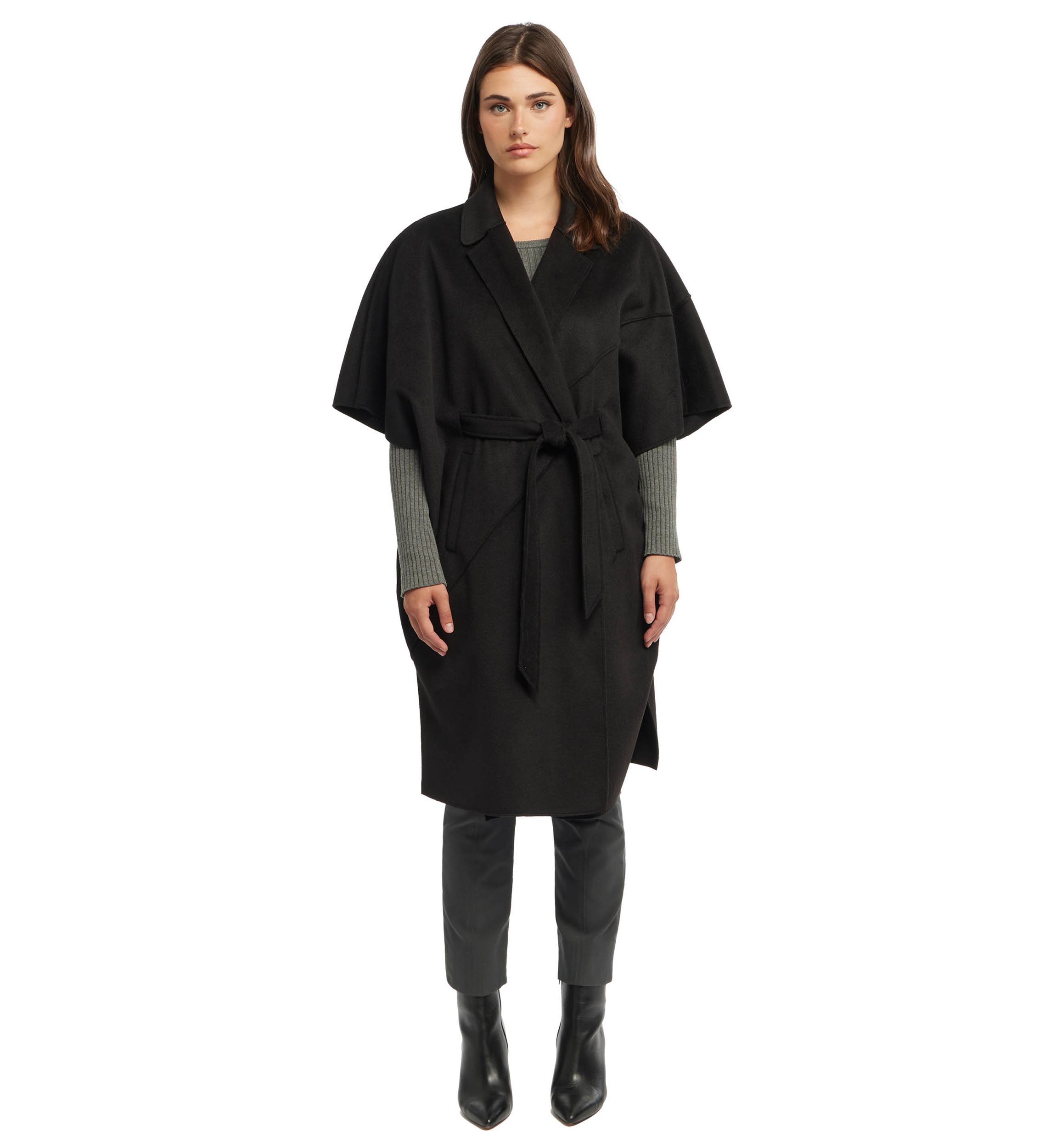 Womens Wool Blend Double Faced Handmade Color Block Cape