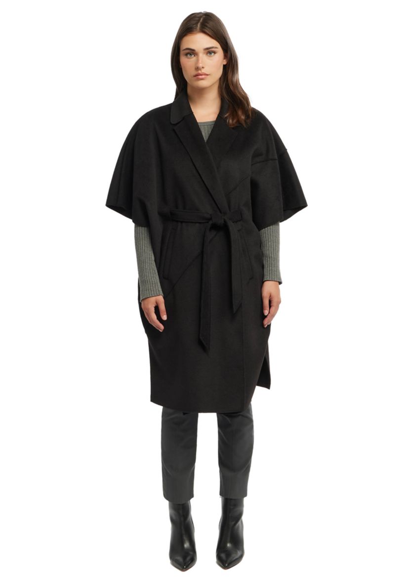 Womens Wool Blend Double Faced Handmade Color Block Cape