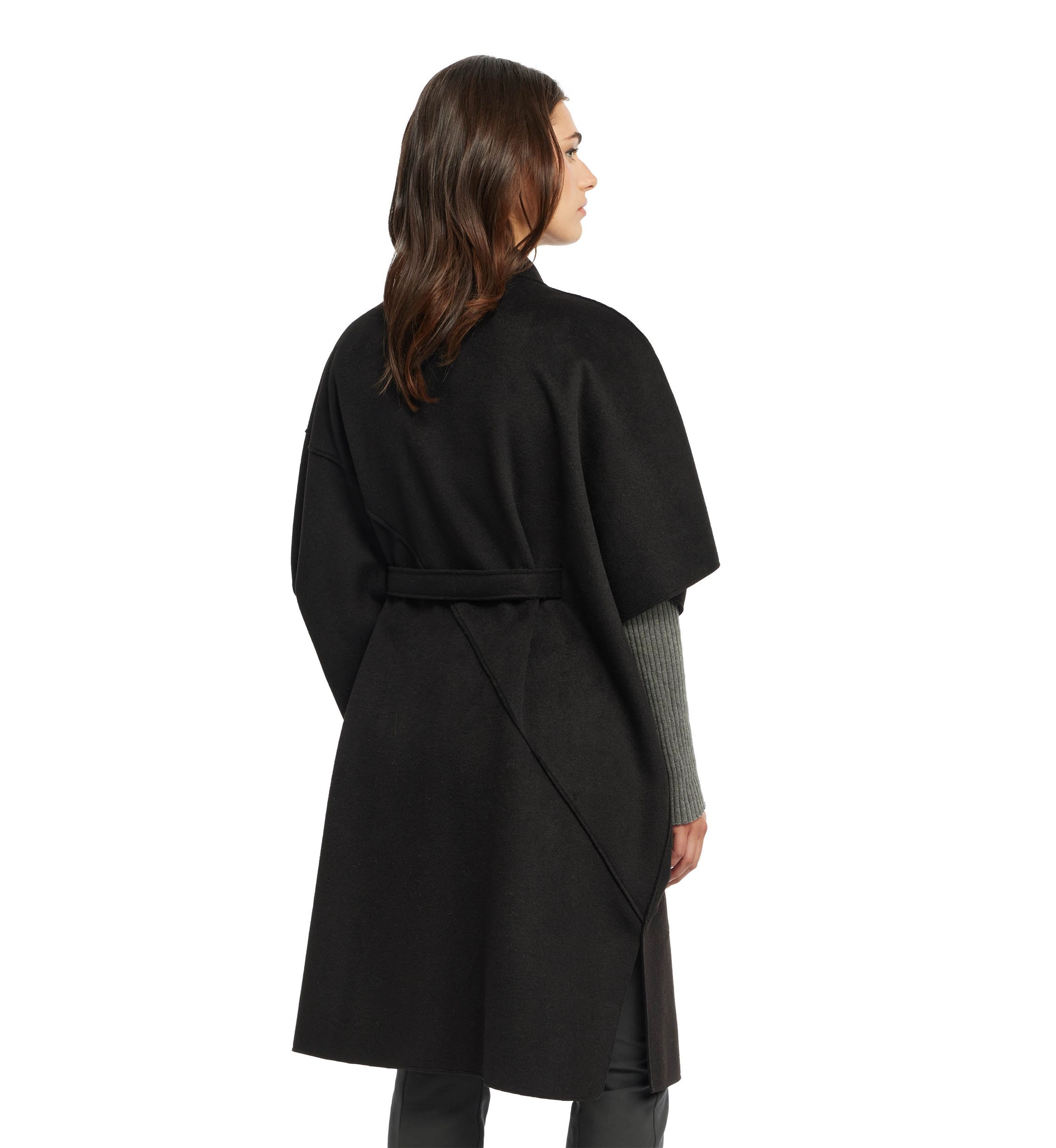Womens Wool Blend Double Faced Handmade Color Block Cape