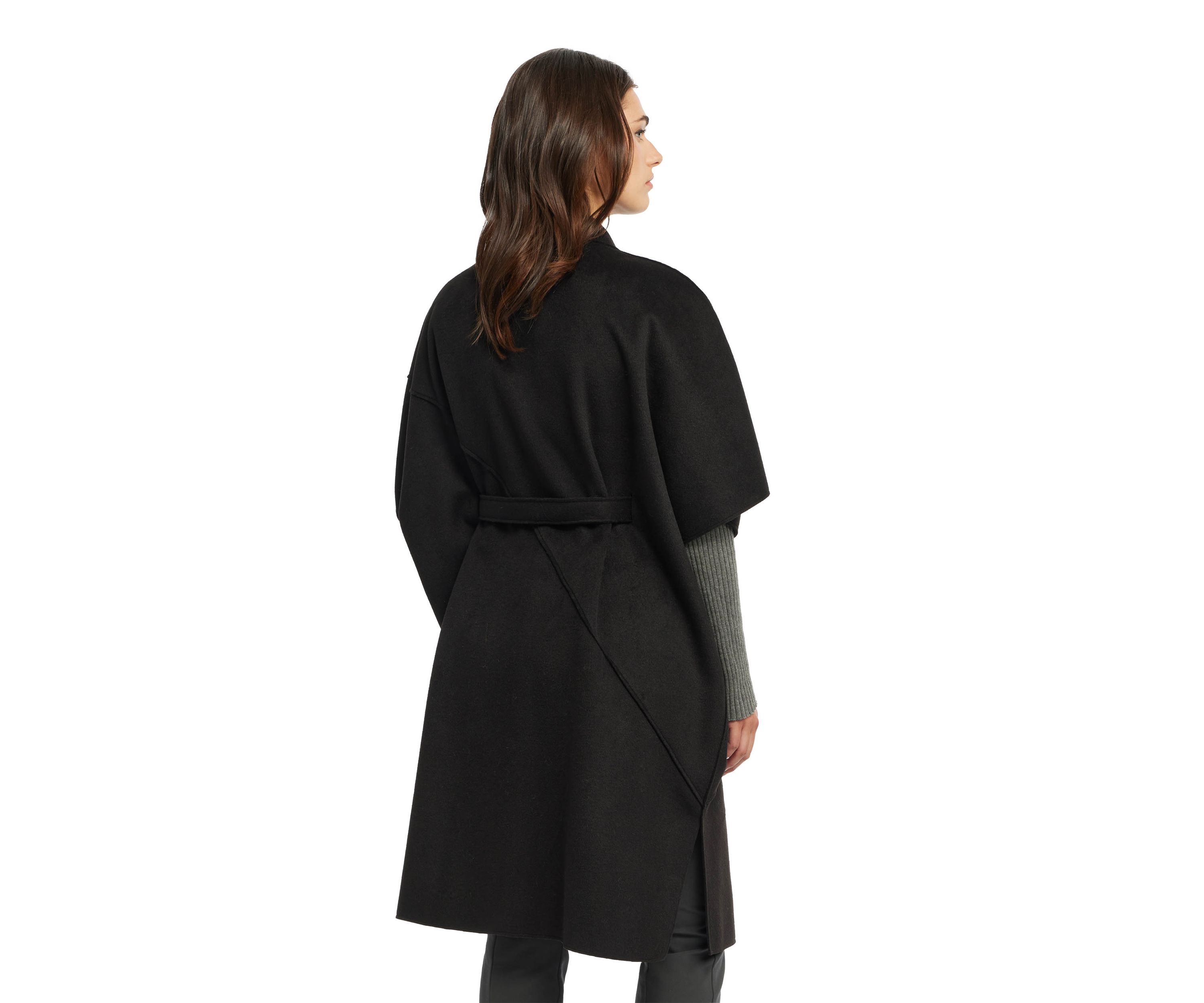 Womens Wool Blend Double Faced Handmade Color Block Cape