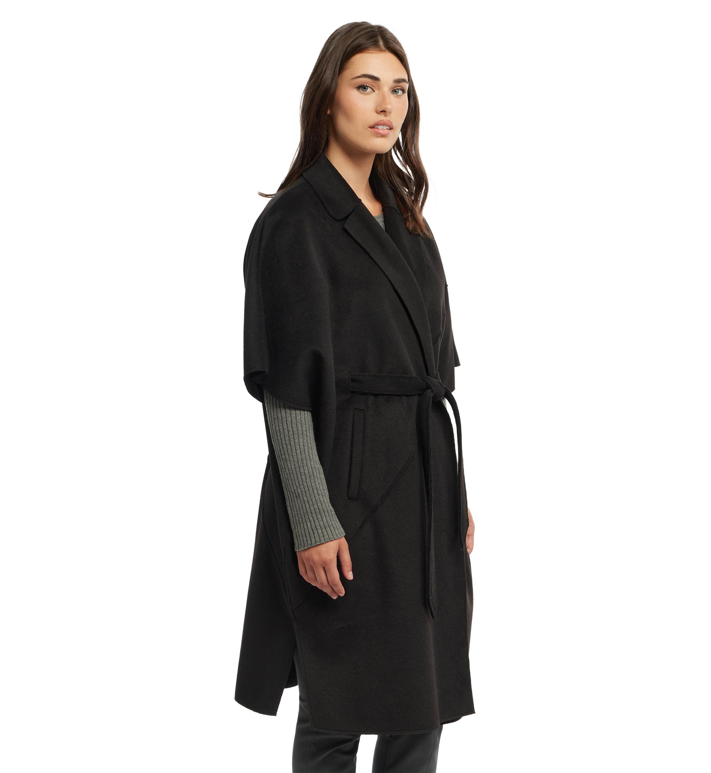 Womens Wool Blend Double Faced Handmade Color Block Cape
